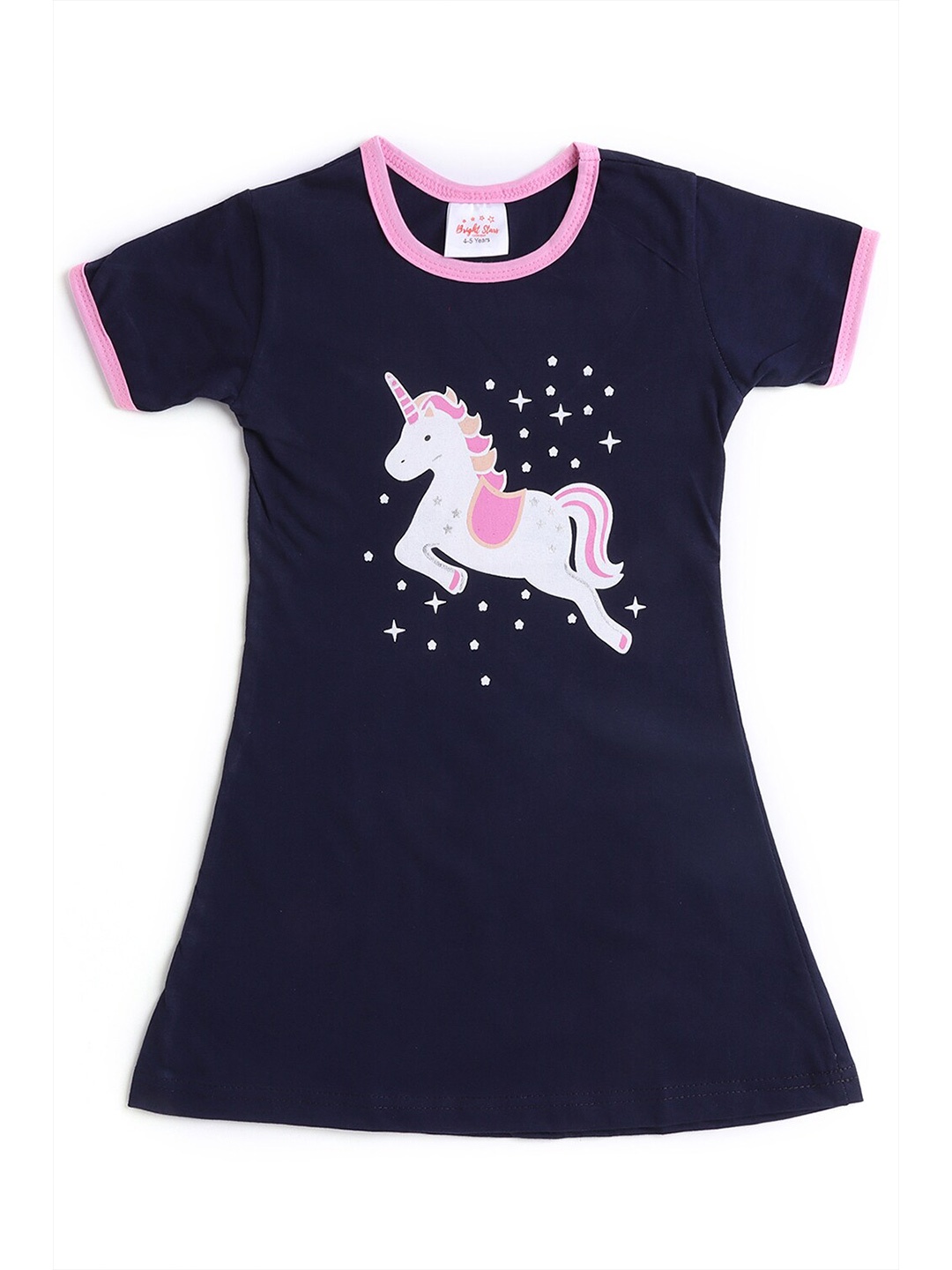 

Hopscotch Navy Blue Cotton T-shirt Dress