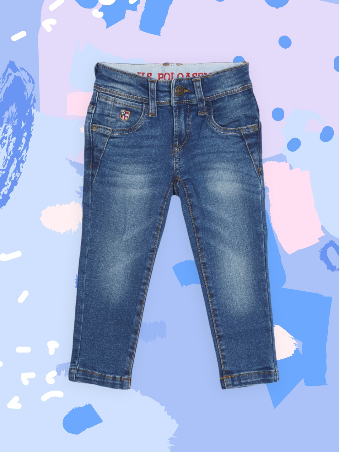 

U.S. Polo Assn. Kids Boys Blue Slim Fit Light Fade Whiskered Jeans