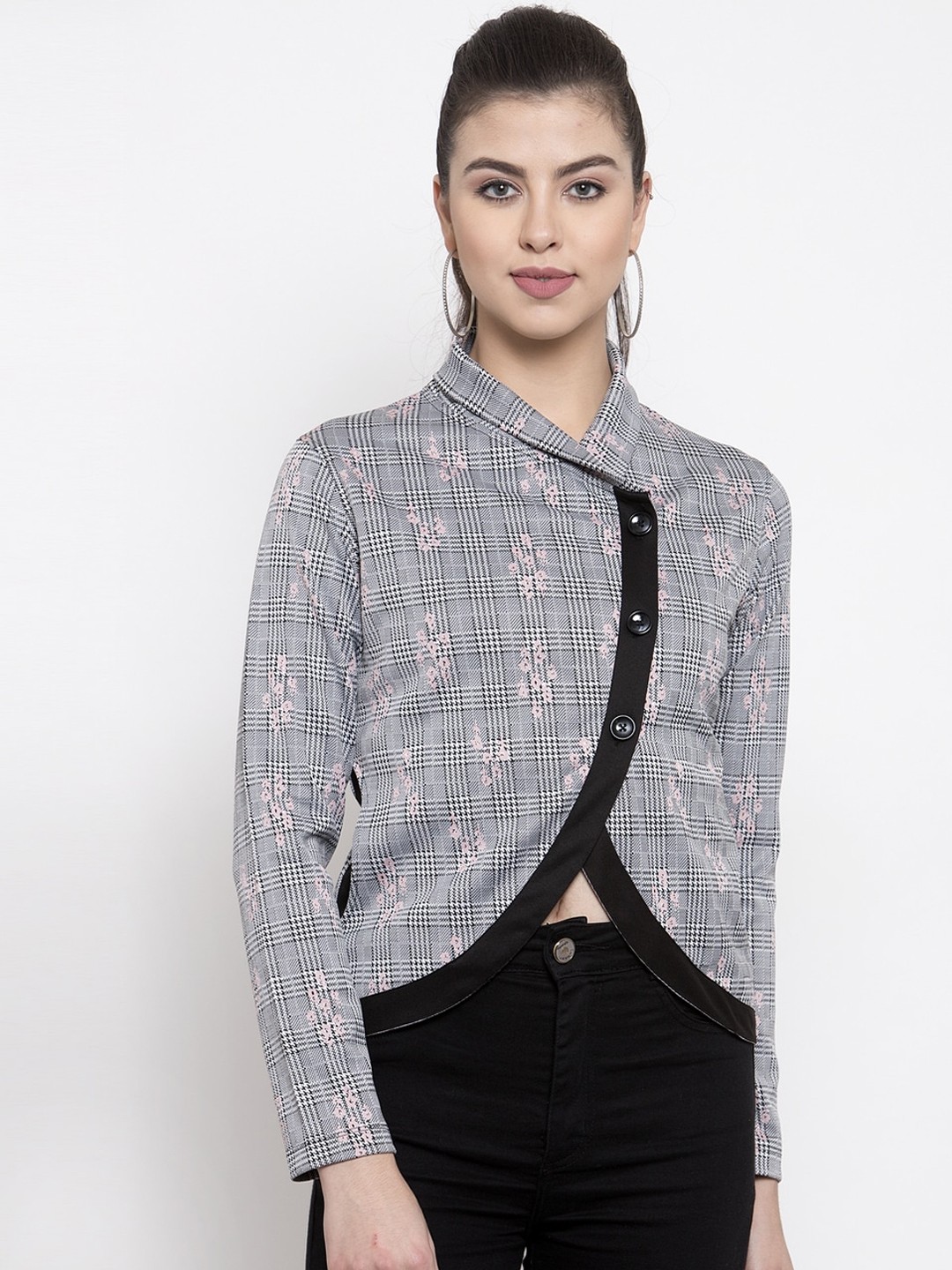 

armure Women Grey Lightweight Crop Tailored Jacket