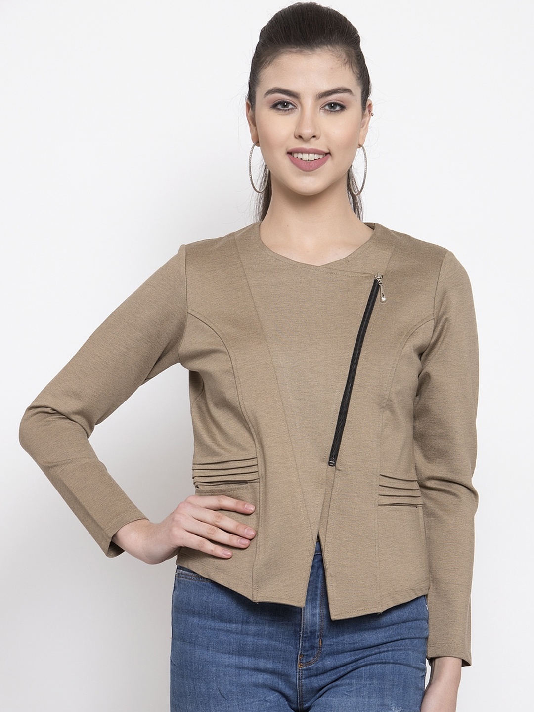

armure Women Beige Solid Lightweight Tailored Jacket