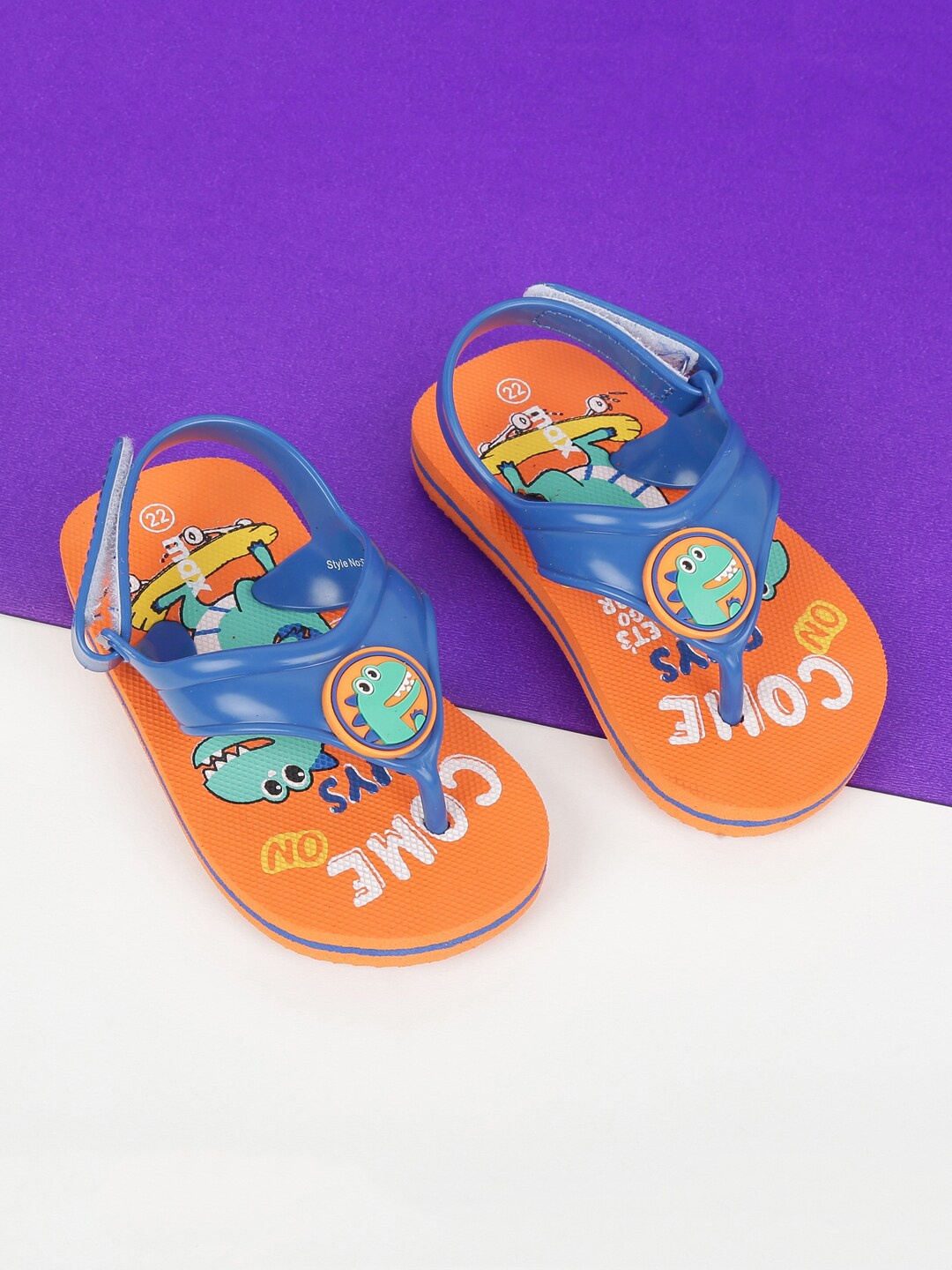 

max Boys Orange & Blue Printed Sandals