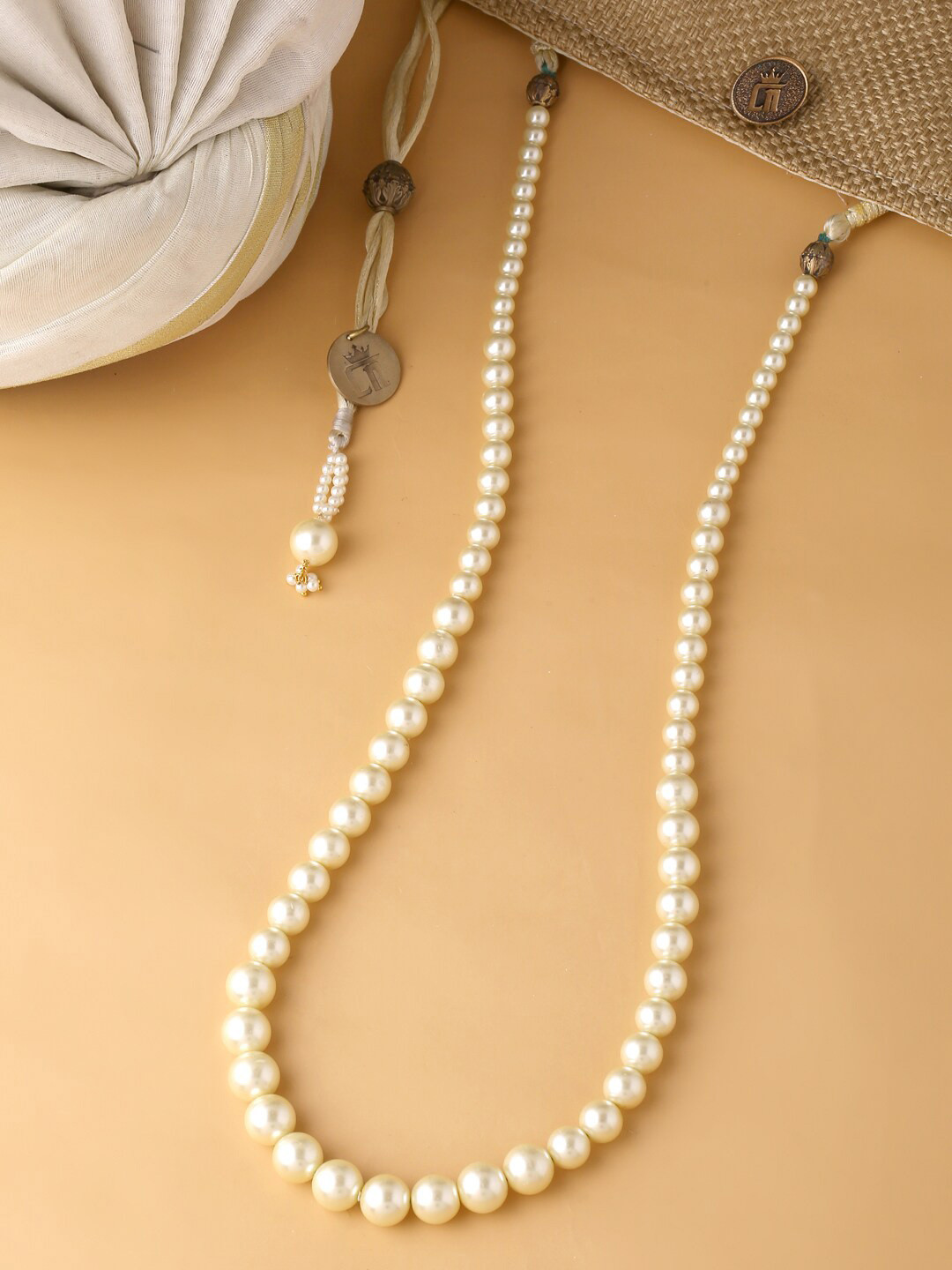 

COSA NOSTRAA Men Off White Pearl Groom Mala