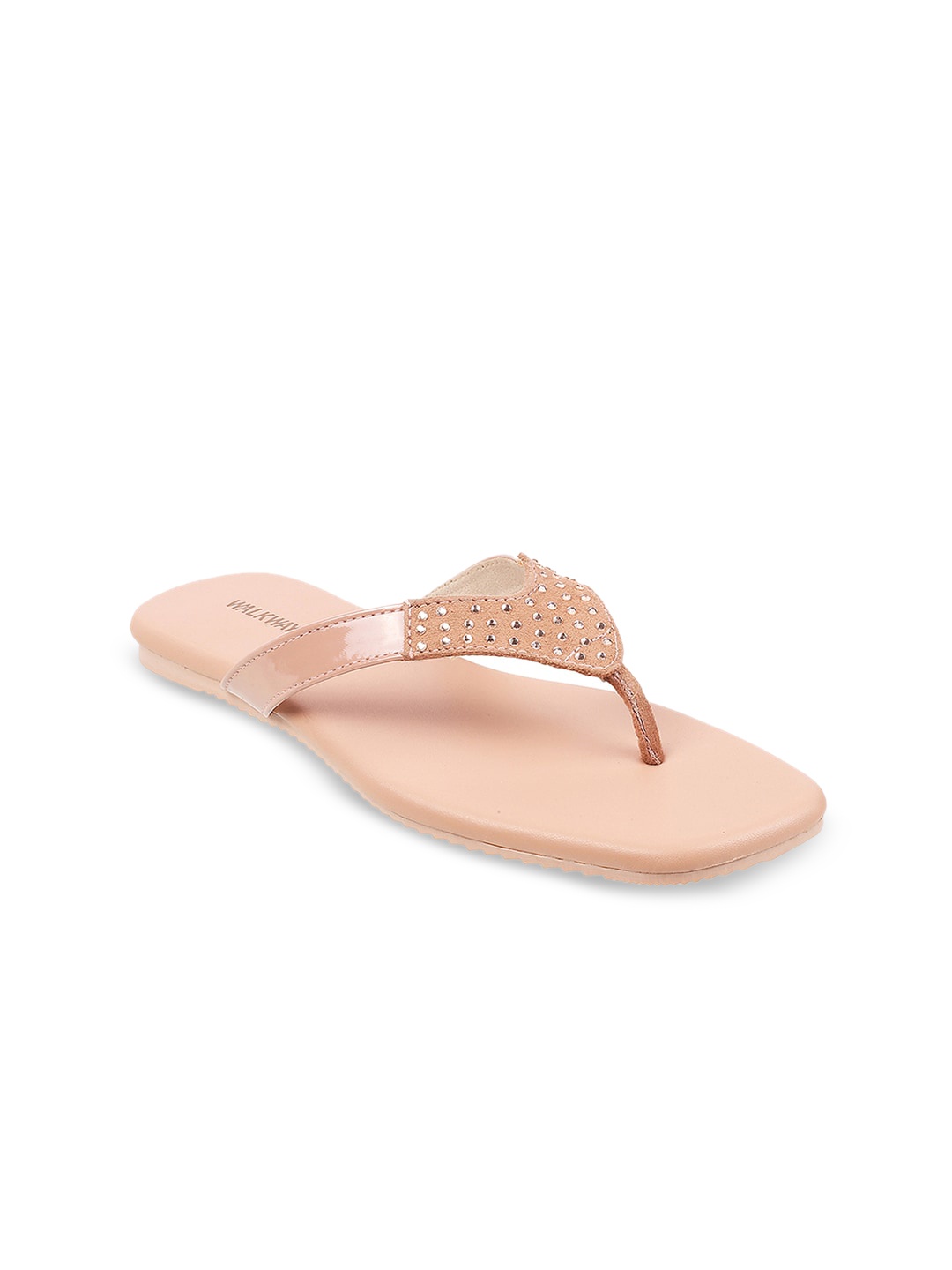 

WALKWAY by Metro Women Peach-Coloured Embellished Open Toe Flats