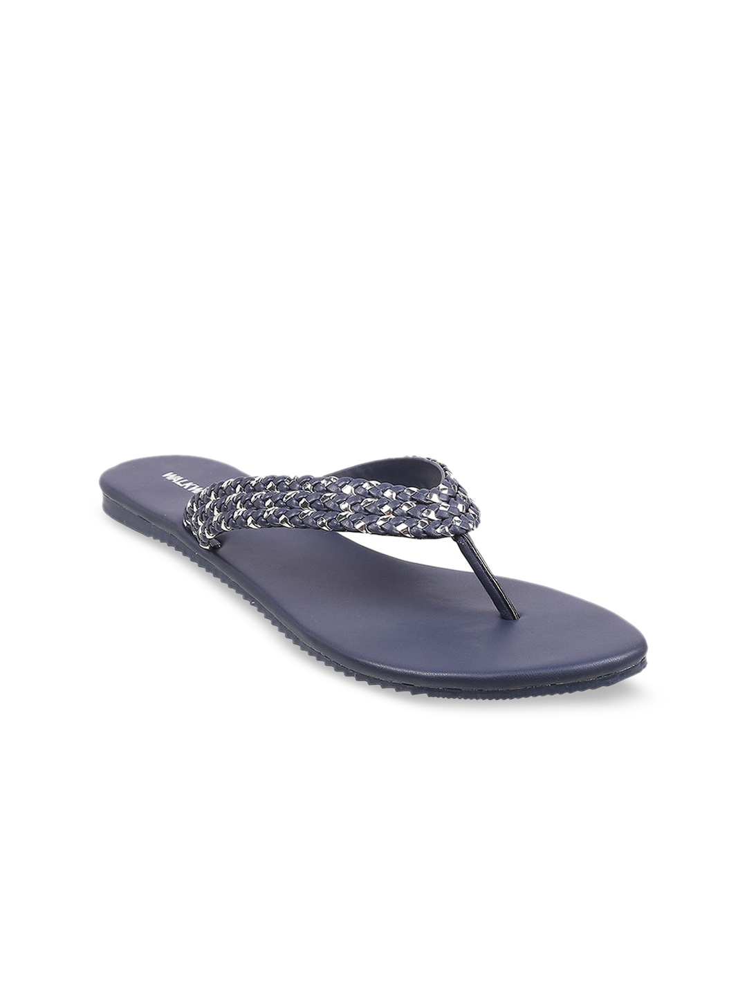 

WALKWAY by Metro Women Navy Blue Textured T-Strap Flats