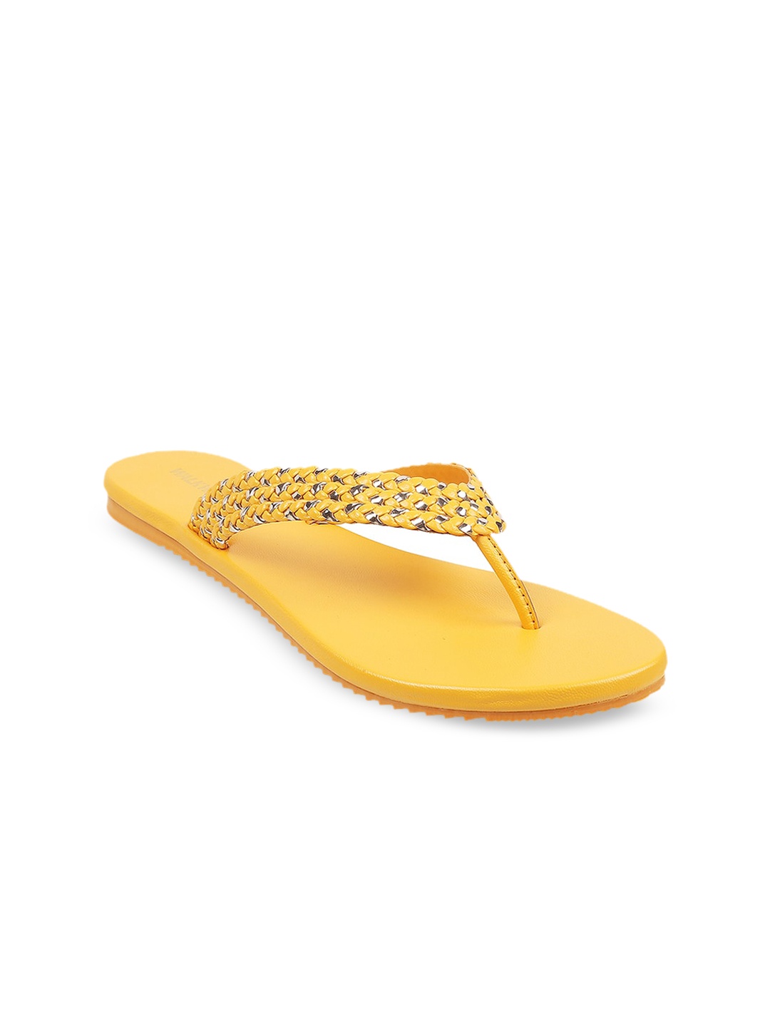 

WALKWAY by Metro Women Yellow Embellished T-Strap Flats