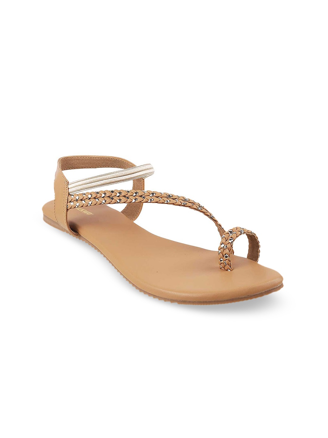 

WALKWAY by Metro Women Tan Brown Embellished One Toe Flats