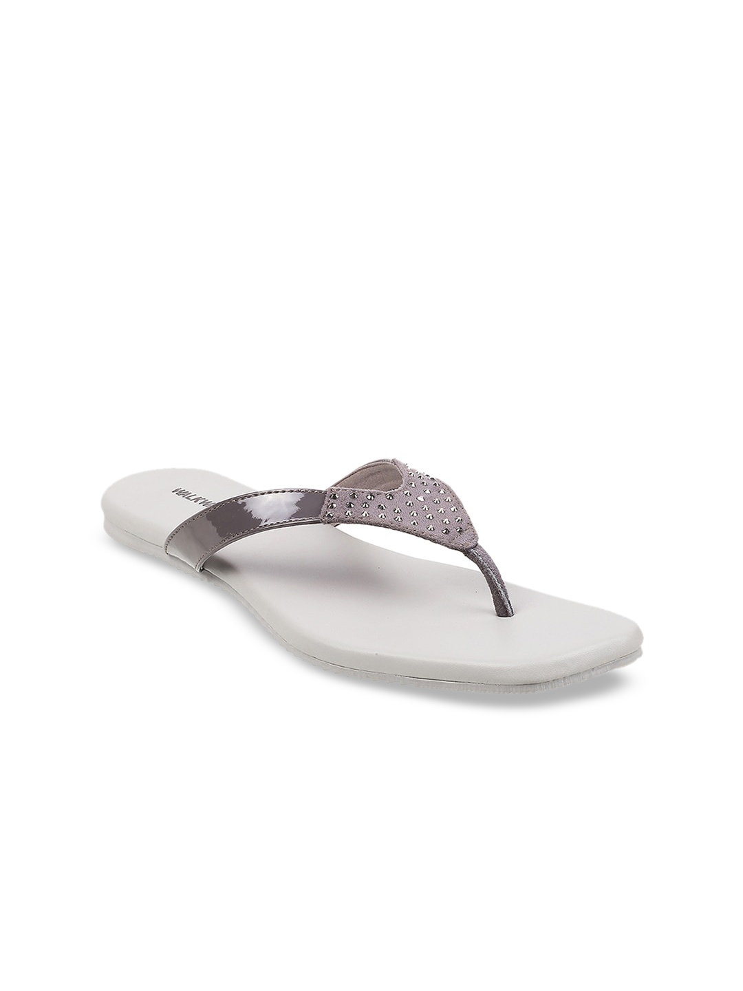 

WALKWAY by Metro Women Grey Embellished T-Strap Flats
