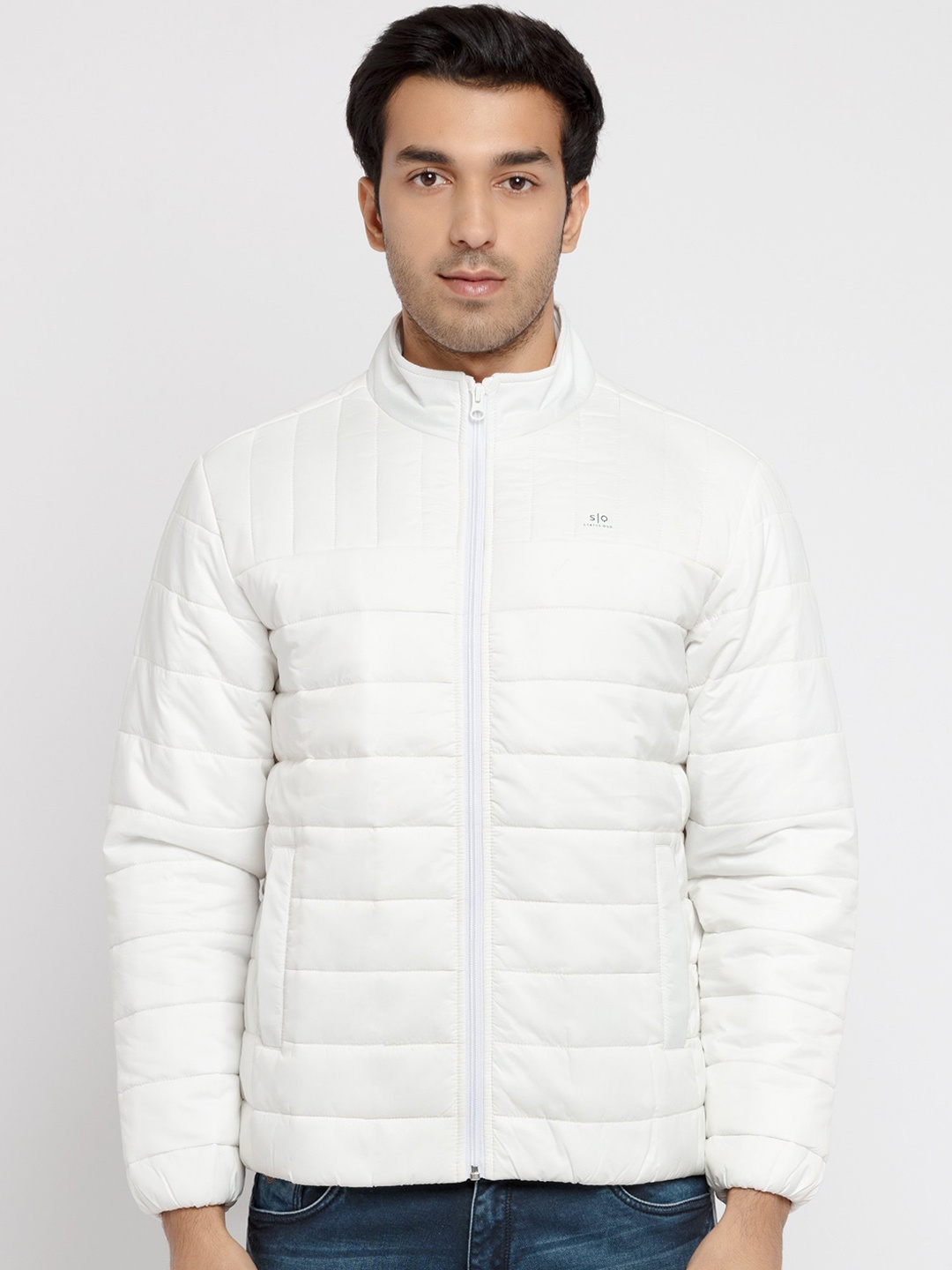 

Status Quo Men White Quilted Jacket