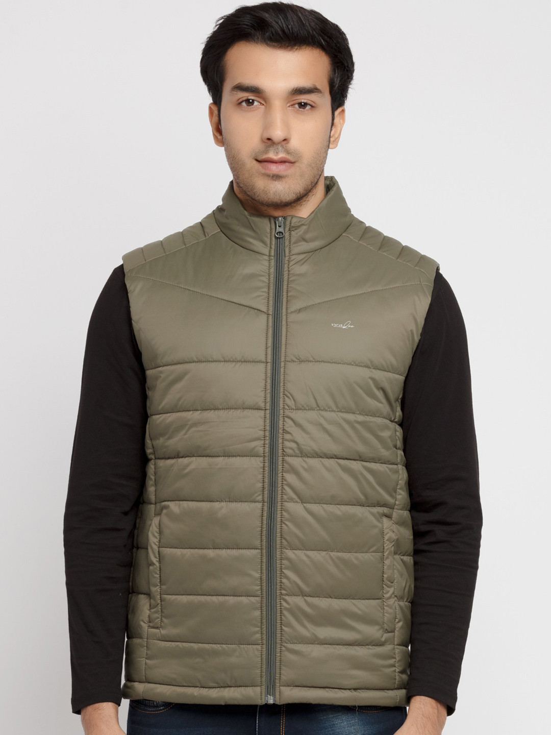 

Status Quo Men Green Self Design Padded Jacket