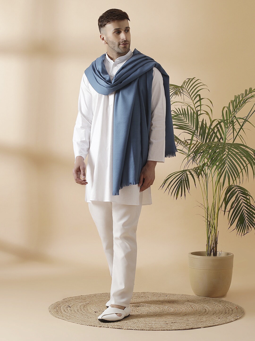 

SHINGORA Men Blue Woven Design Lohi Shawl