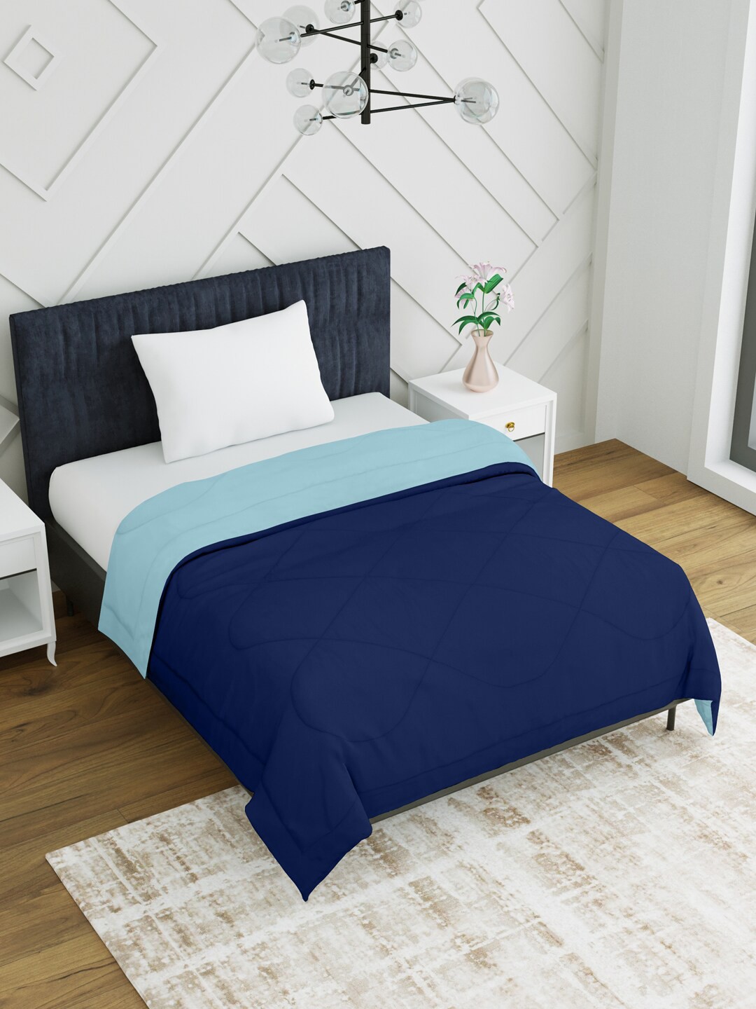 

EverHOME Blue Solid 200 GSM Mild Winter Single Bed Comforter