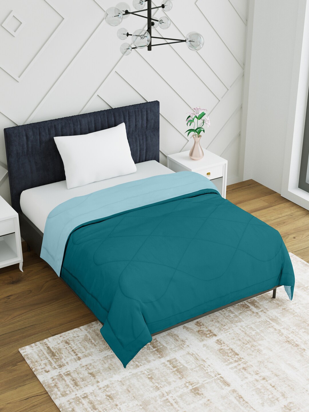 

EverHOME Green & Blue Microfiber Mild Winter Single Bed Comforter