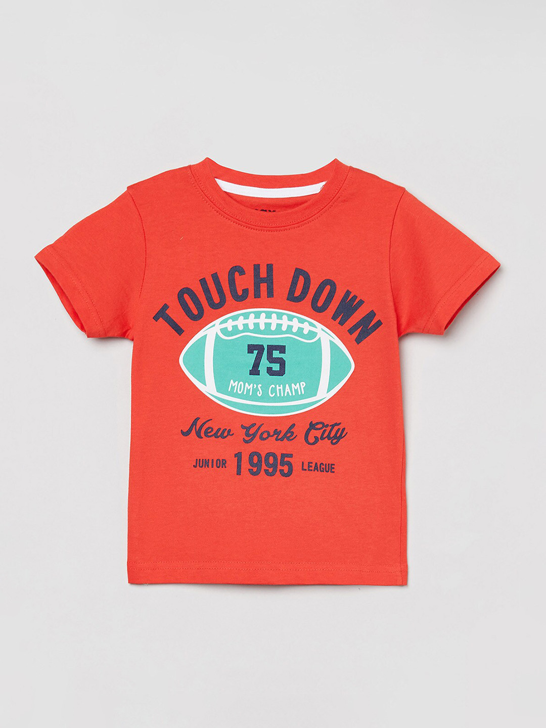 

max Boys Orange & Blue Typography Printed T-shirt