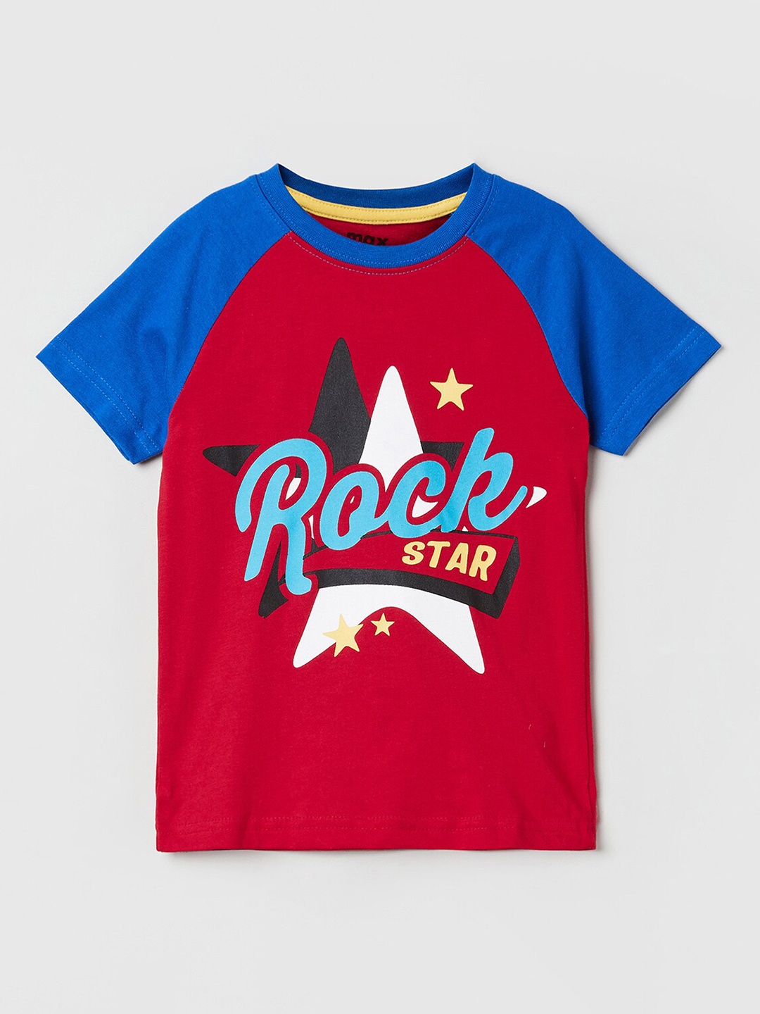 

max Boys Red & Blue Typography Printed T-shirt