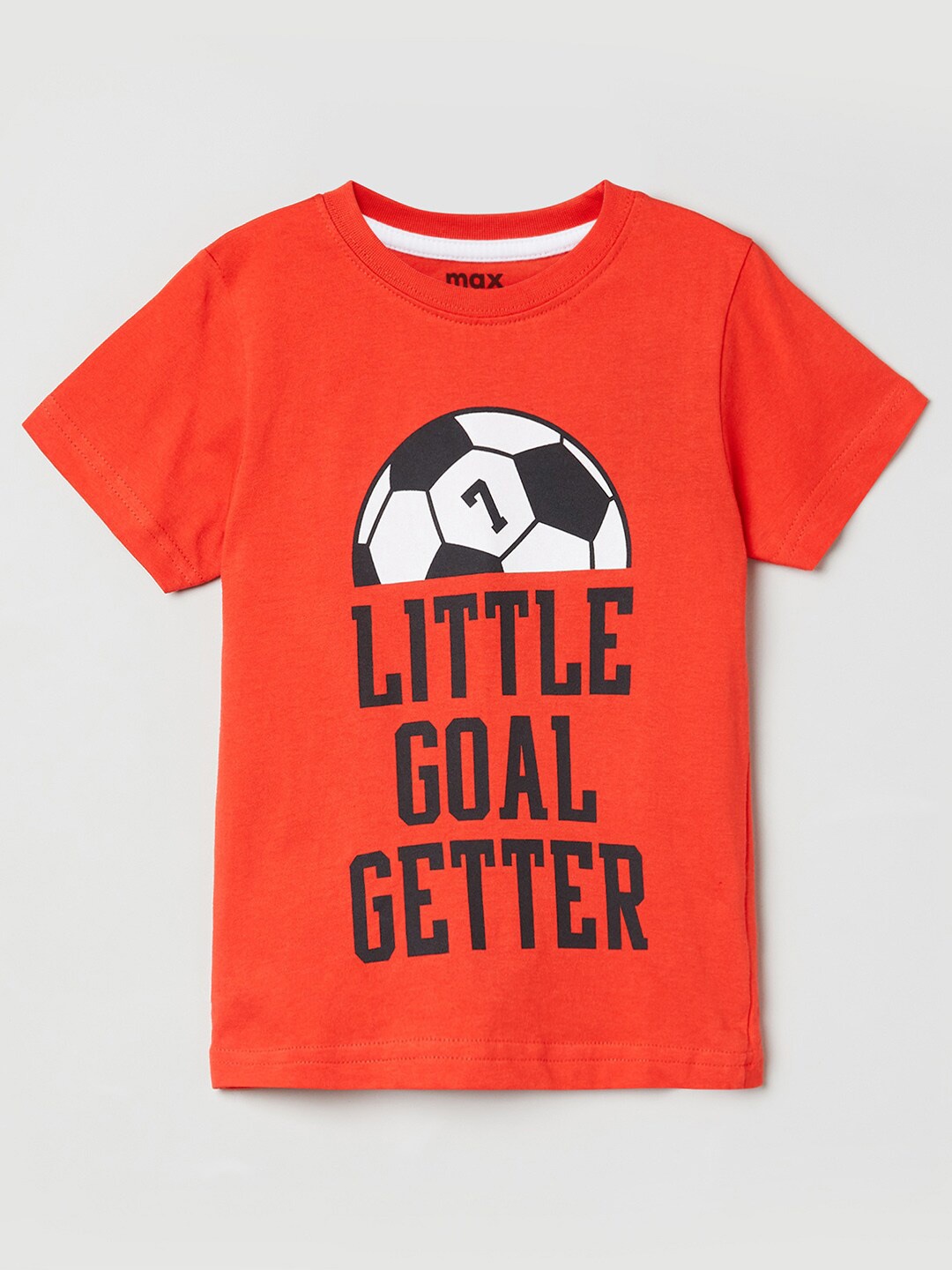 

max Boys Red & Black Typography Printed T-shirt