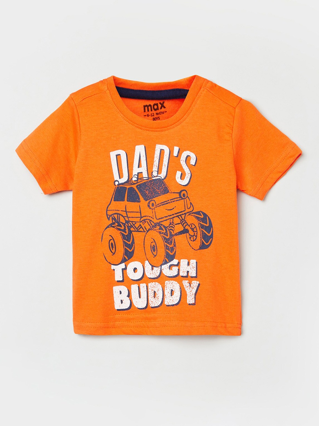 

max Boys Orange Typography Printed Applique T-shirt