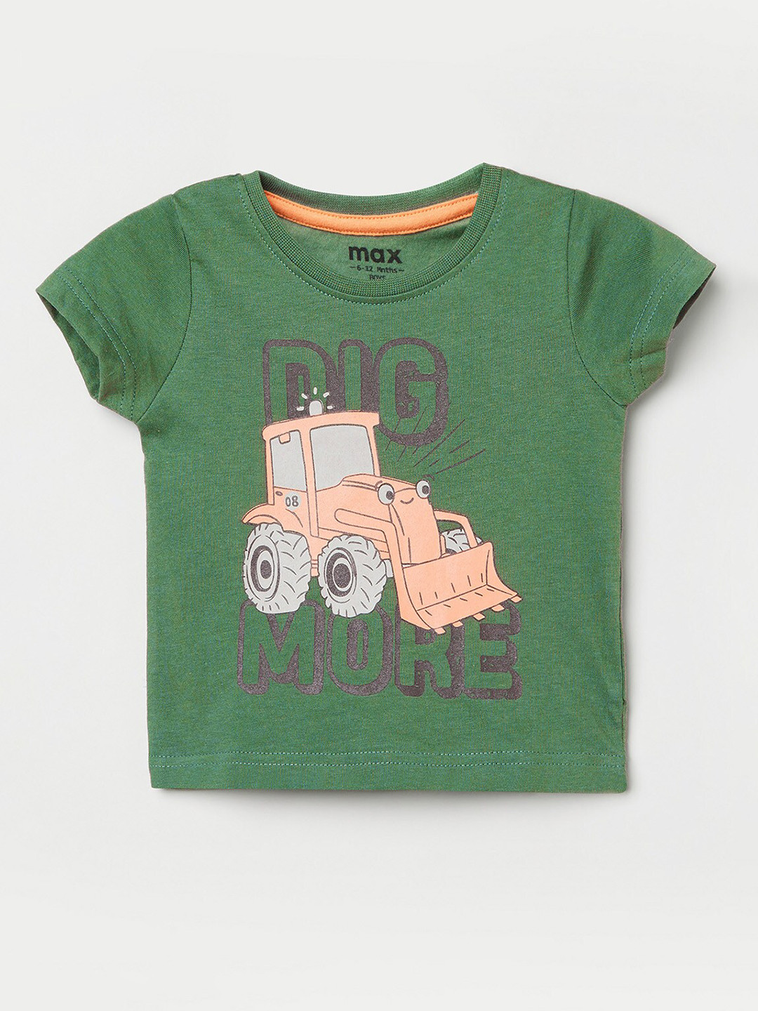 

max Boys Green & Peach-Coloured Printed T-shirt