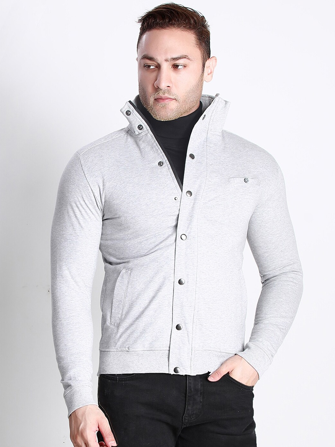 

Dream of Glory Inc Men Grey Fleece Tailored Jacket