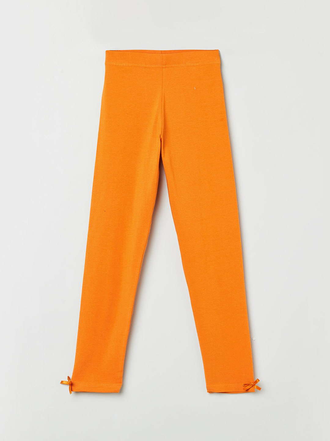 

max Girls Orange Solid Ankle-Length Leggings