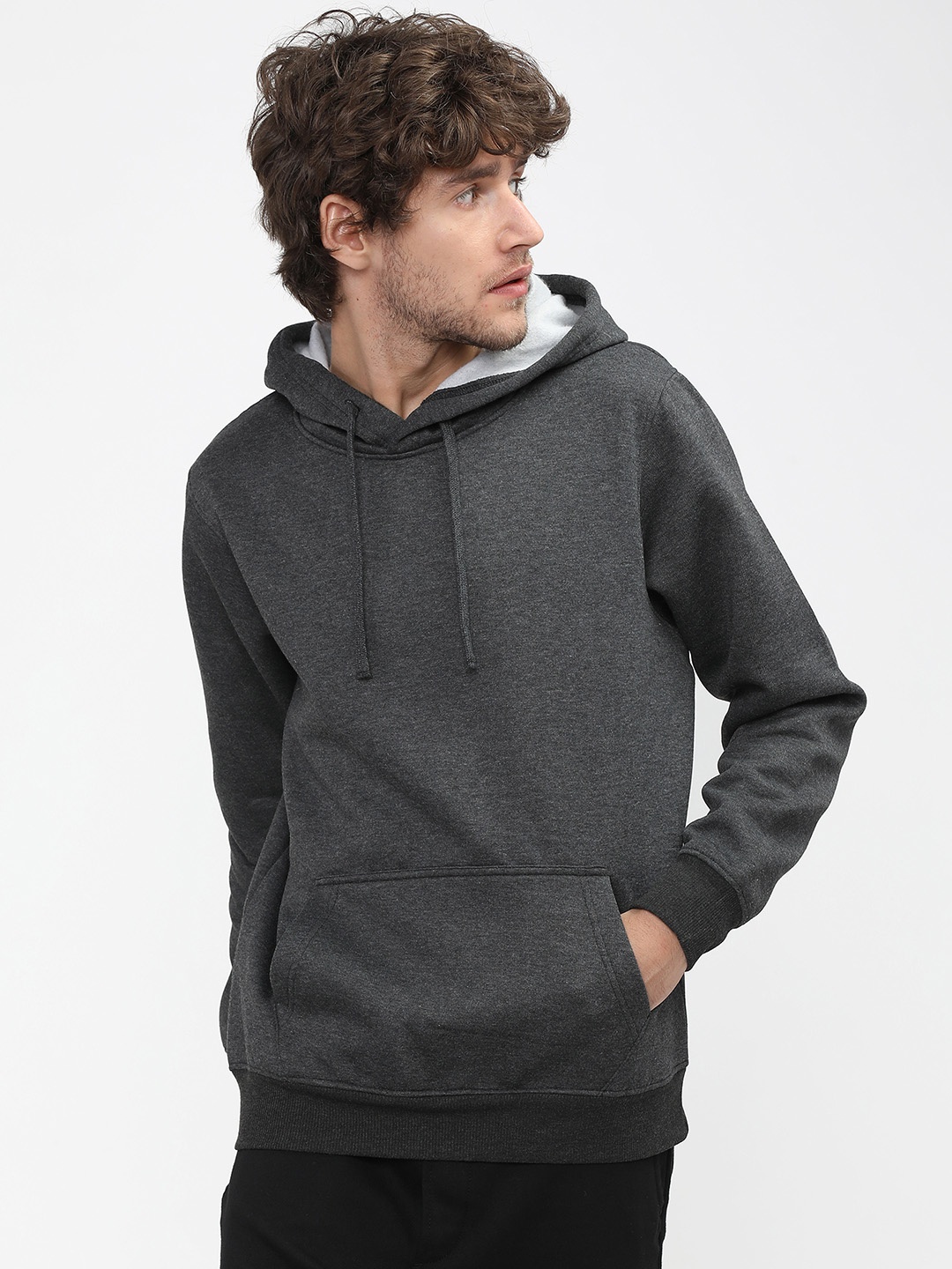 

HIGHLANDER Men Charcoal Hooded Sweatshirt