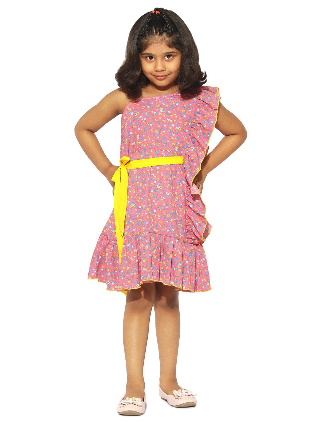 

Stylo Bug Girls Pink Floral Drop-Waist Dress