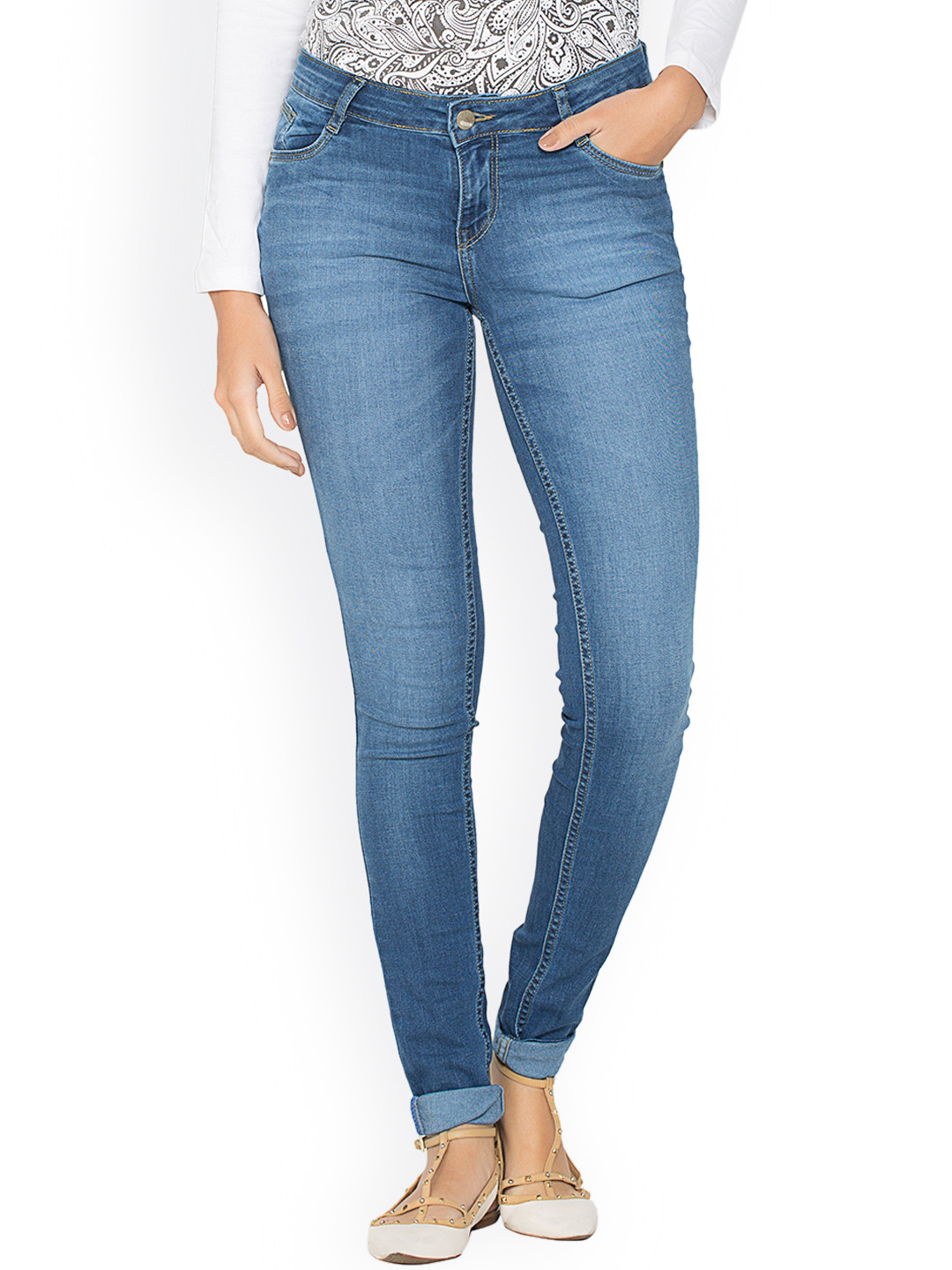 

Kraus Jeans Women Blue Skinny Fit Mid Rise Clean Look Jeans