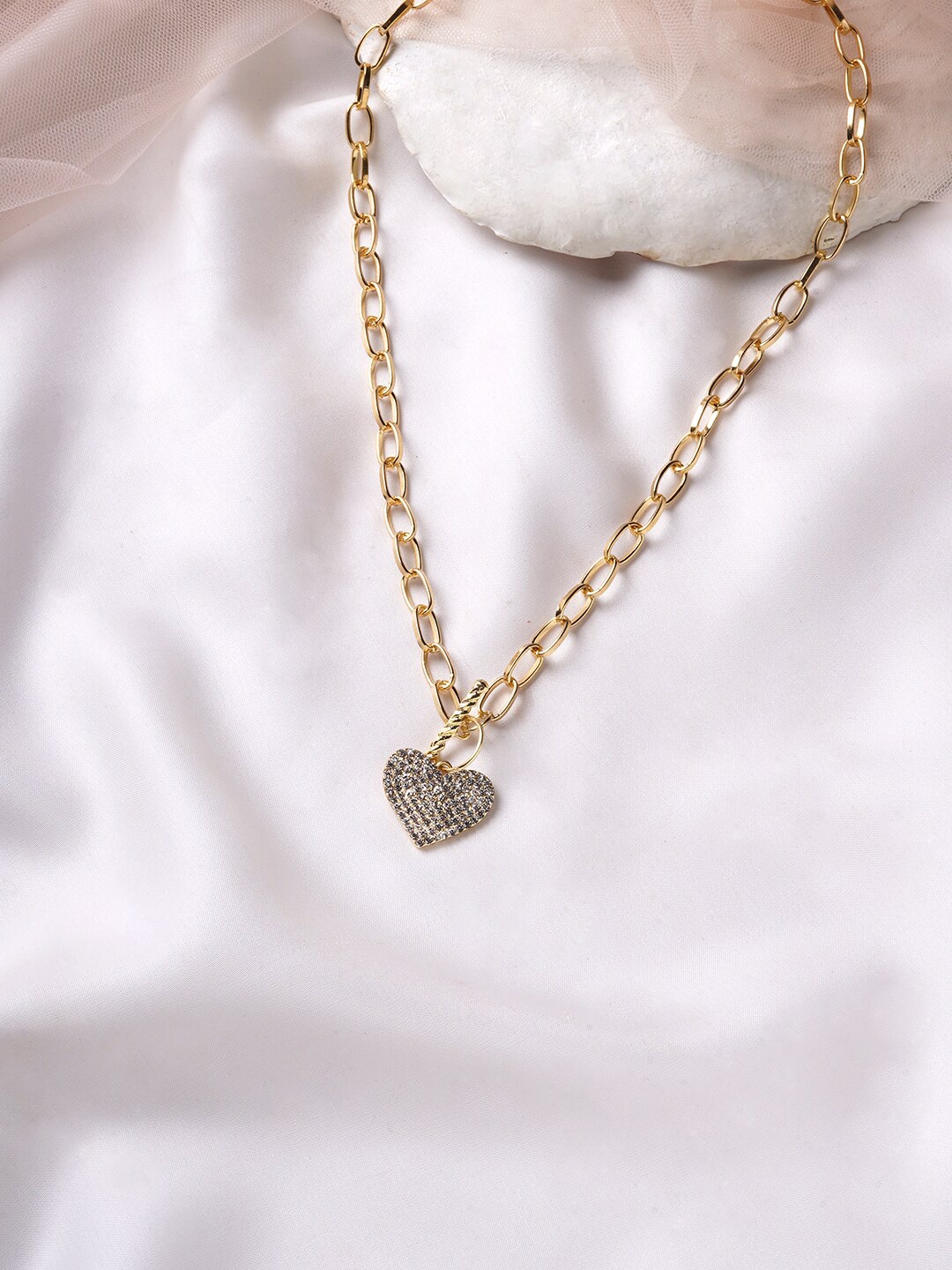 

BEWITCHED Gold-Toned & White Stone Studded Necklace