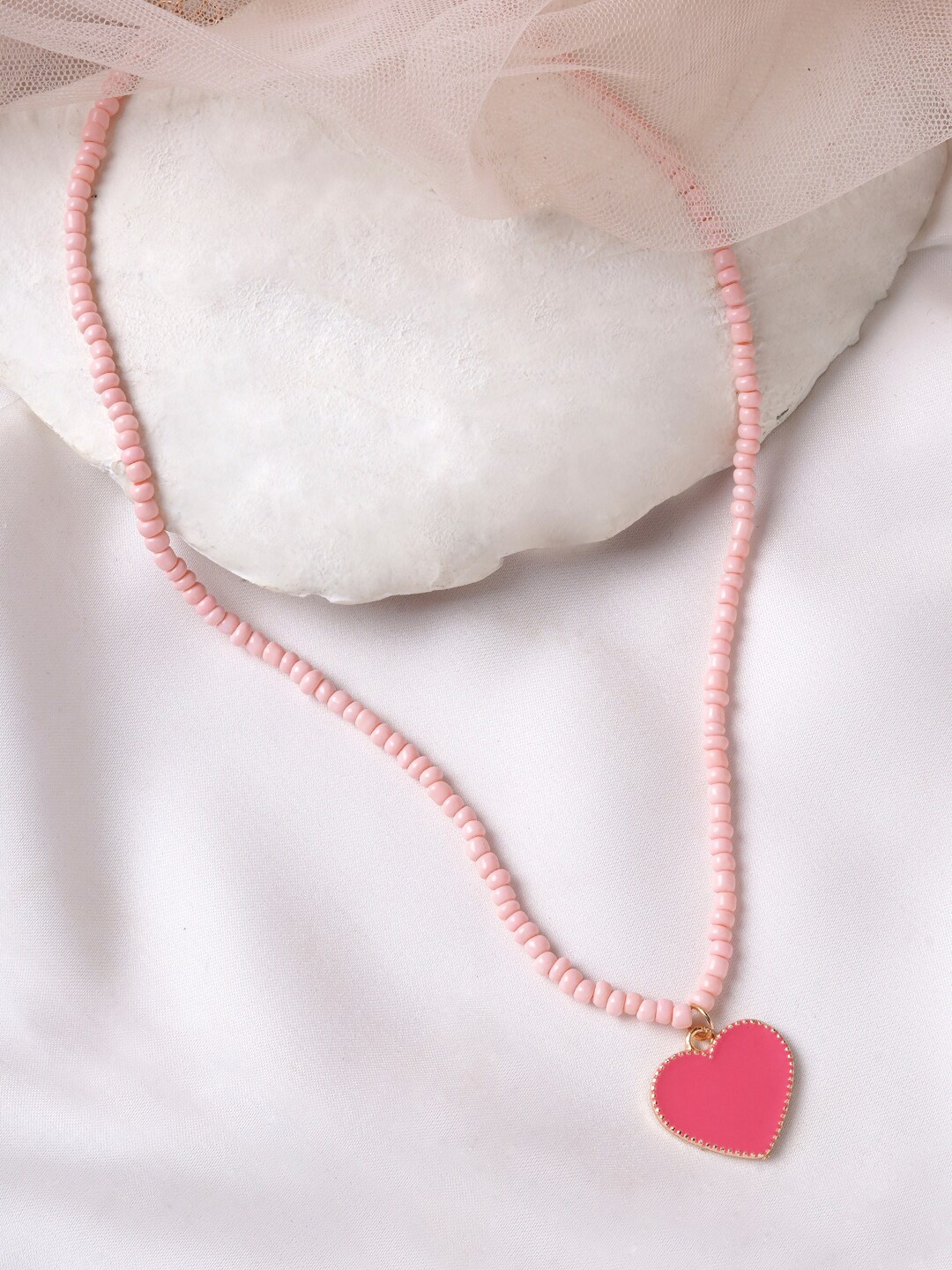 

BEWITCHED Pink & Gold-Toned Lemonade Beaded Necklace