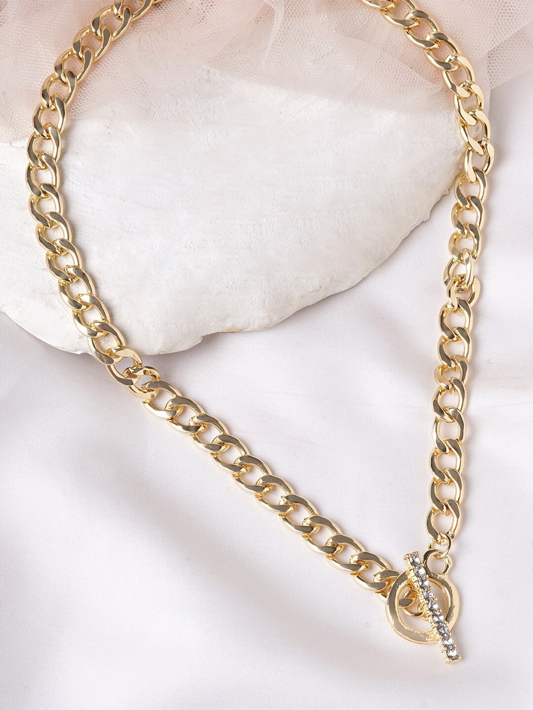 

BEWITCHED Gold-Toned & White Stone Studded Chain