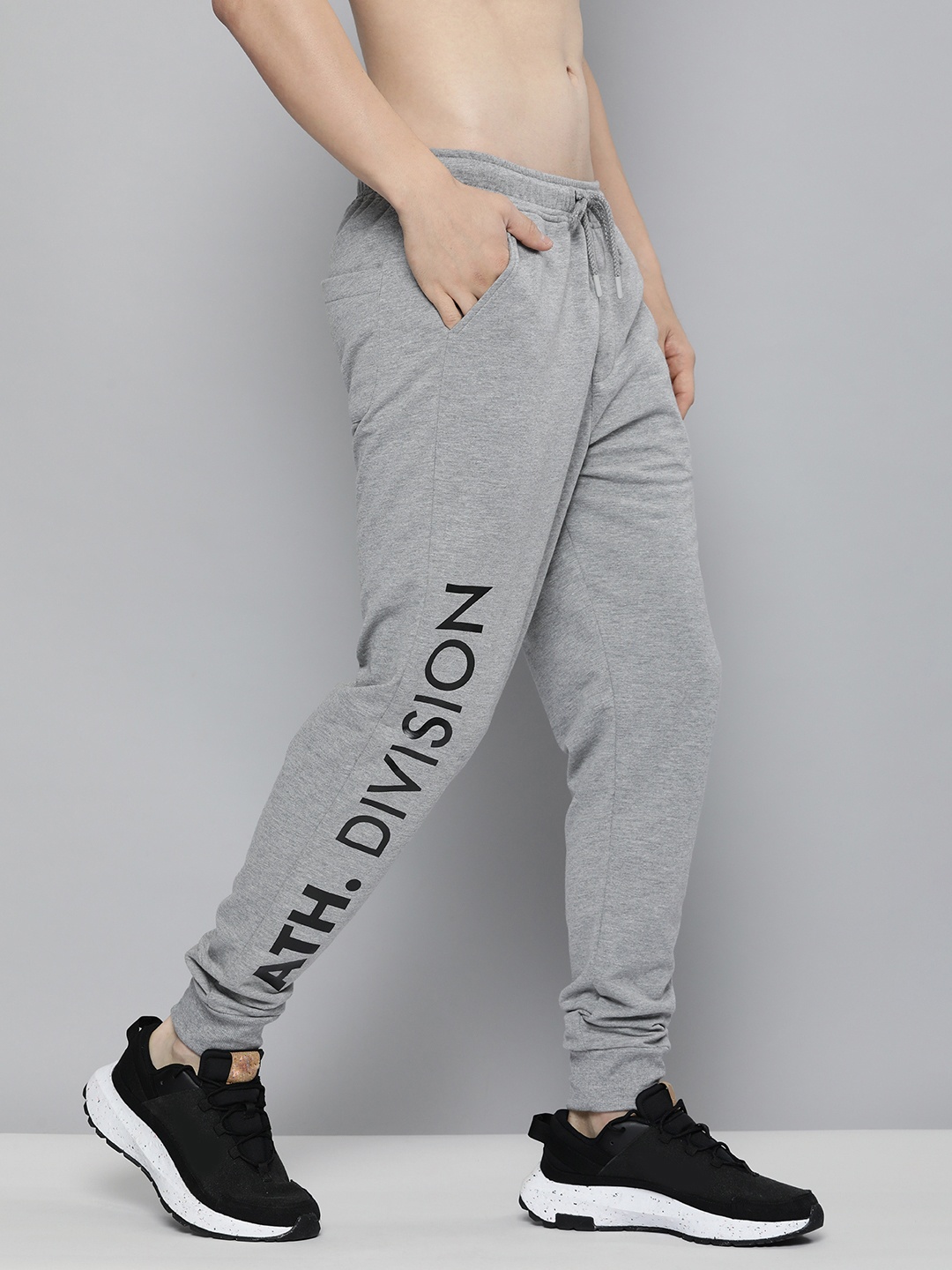 

Harvard Men Grey Melange & Black Printed Joggers
