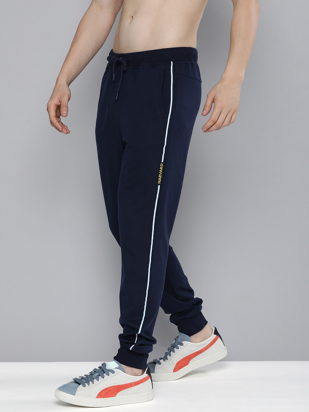 

Harvard Men Navy Blue Side Striped Joggers