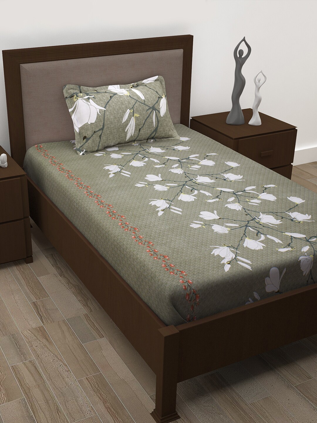 

Story@home Pack Of 3 Grey & White 186 TC Cotton 3 Single Bedsheet With 3 Pillow Covers