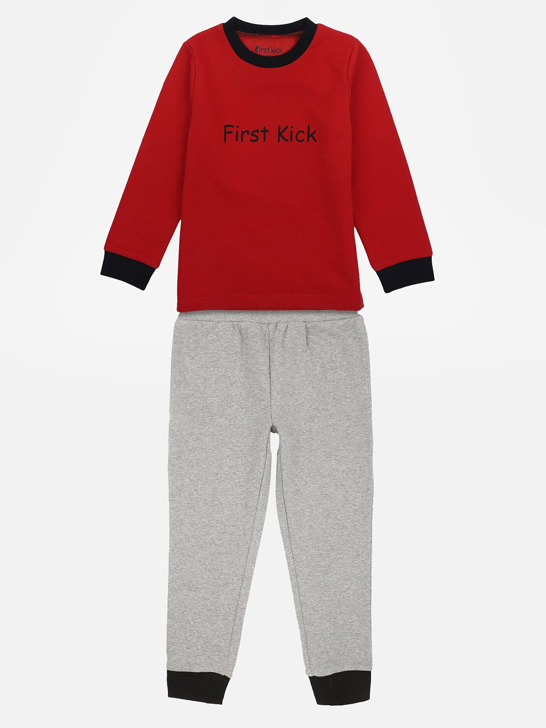 

First Kick Boys Red & Grey Printed T-shirt with Pyjamas
