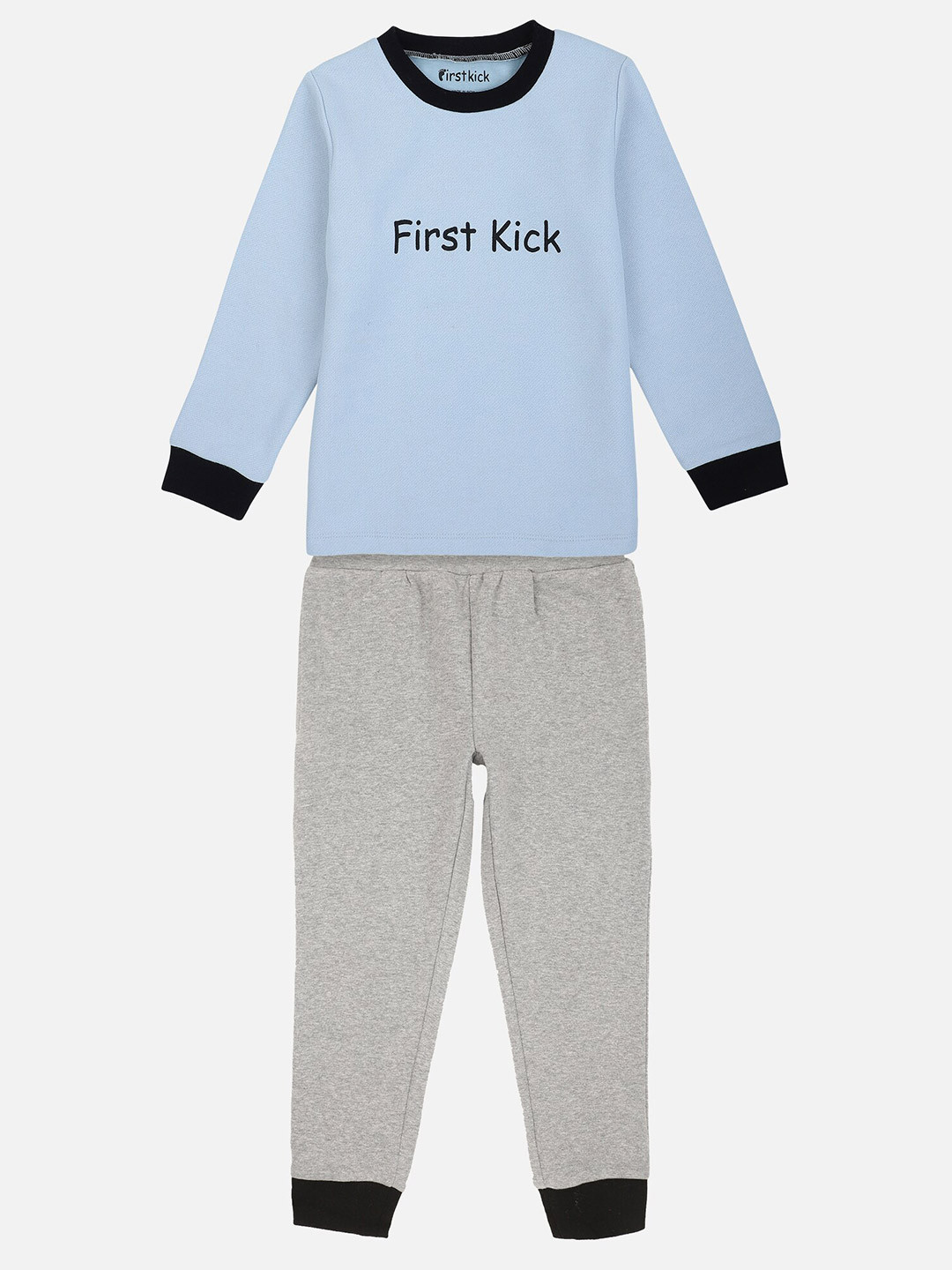 

First Kick Boys Blue & Grey Pure Cotton Printed T-shirt with Pyjamas