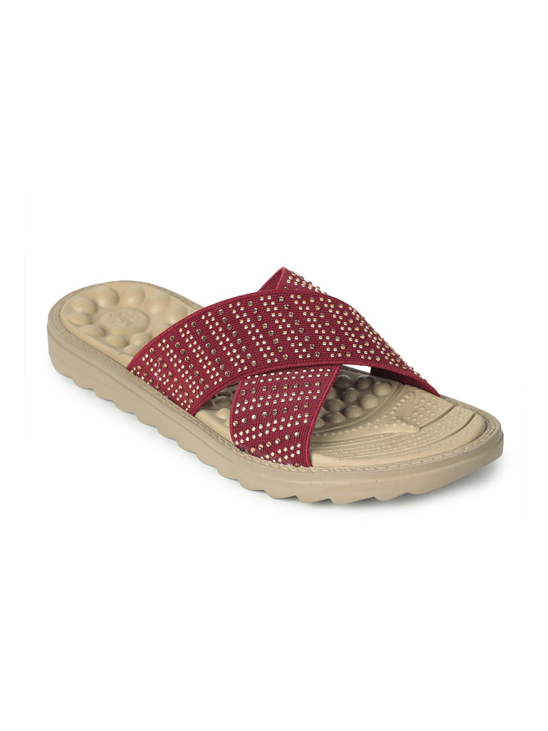 

Liberty Women Maroon Textured Open Toe Flats