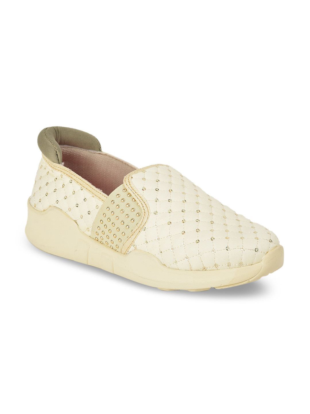

Liberty Women Off White Textured Slip-On Sneakers