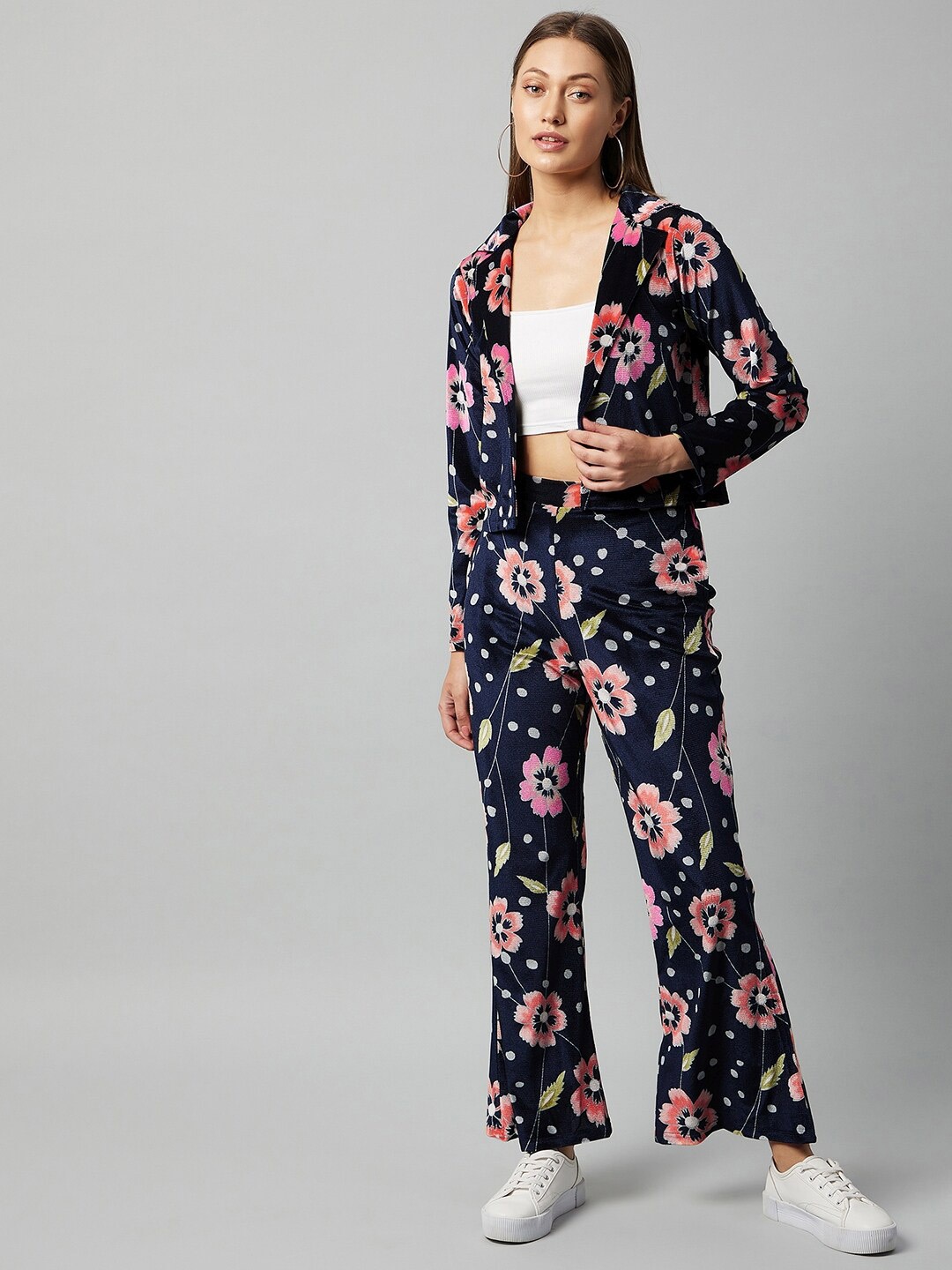

Athena Navy Blue & Pink Printed Two-Piece