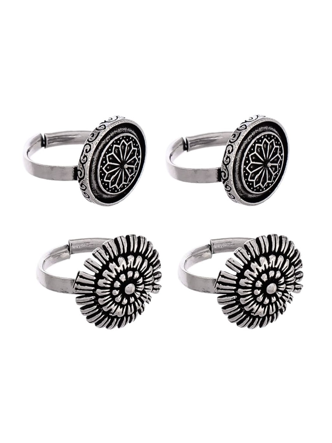 

Infuzze Women Silver 2 Pairs Of Lookalike Toerings