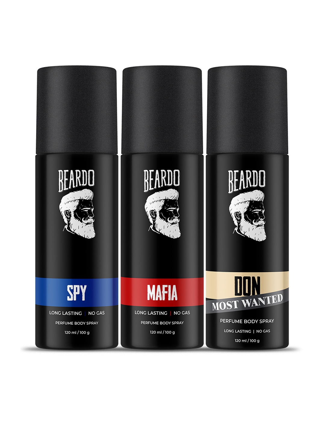 

BEARDO Men Spy, Don Mafia Perfume Body Spray Gift Set - 120ml(100g) Each, Black