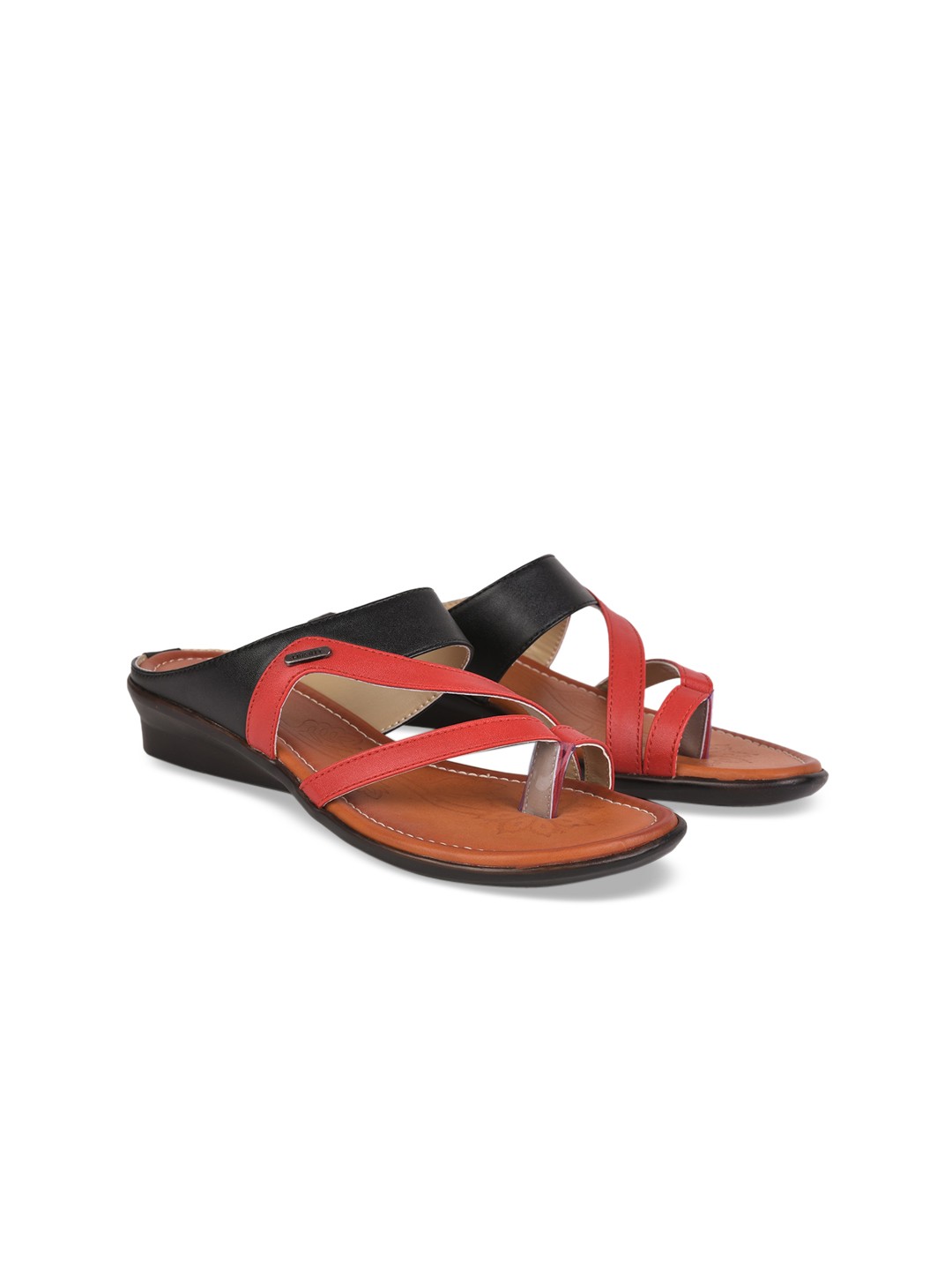 

Liberty Red & Black Colourblocked PU Comfort Sandals