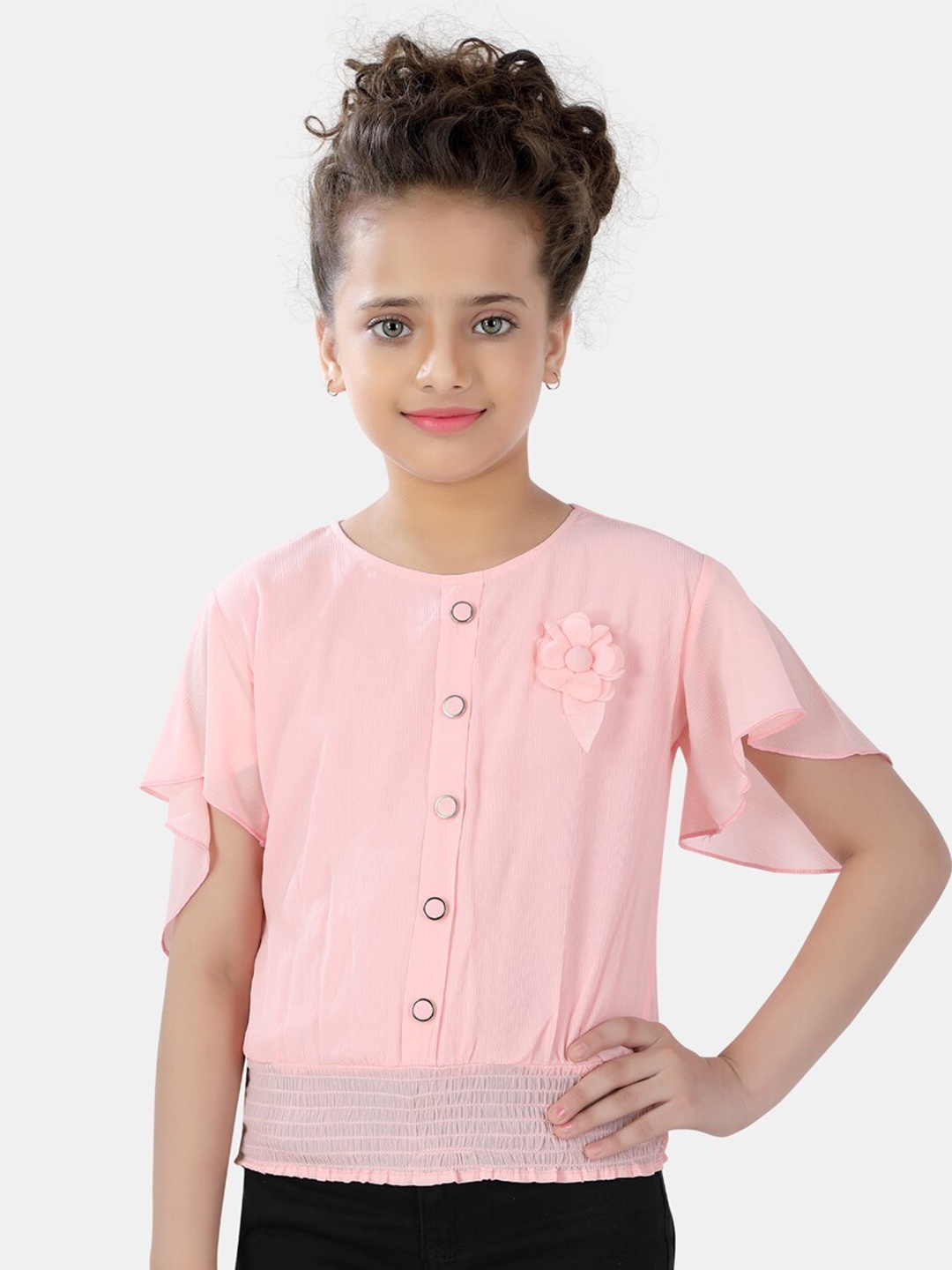 

POPLINS Girls Pink Blouson Top