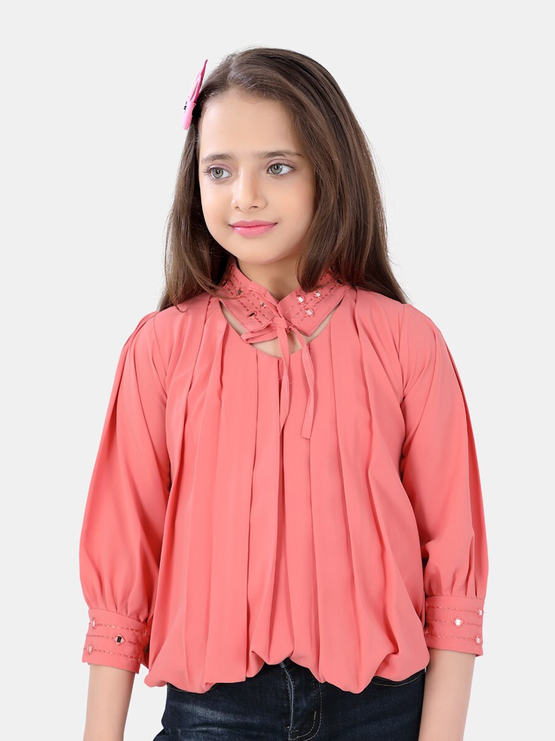 

POPLINS Peach-Coloured Shirt Style Top