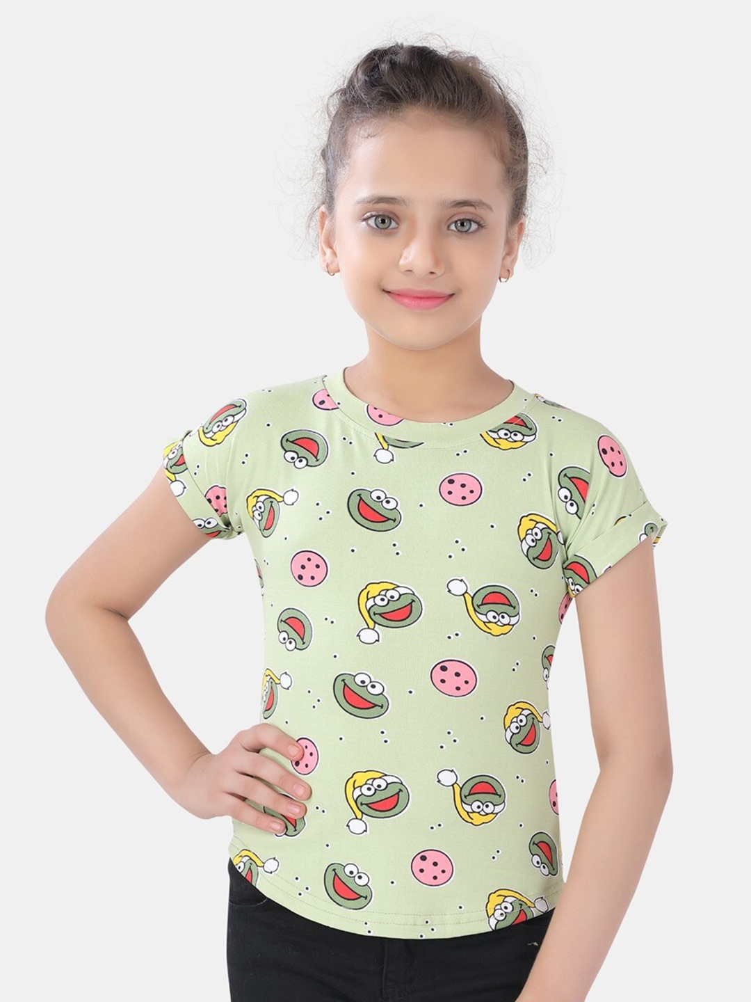 

POPLINS Green Cotton Print Top