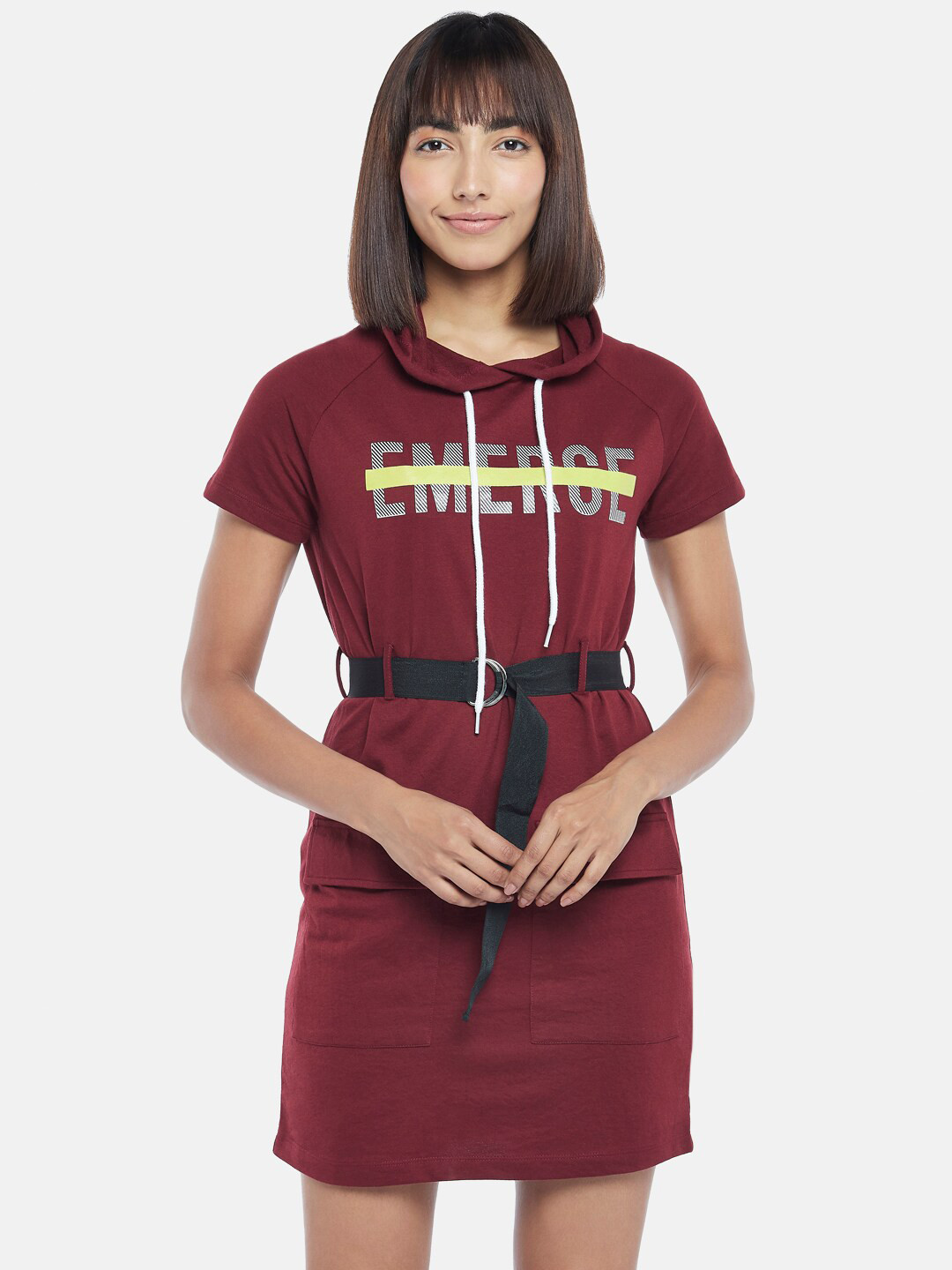 

Ajile by Pantaloons Red & Lime Green T-shirt Dress