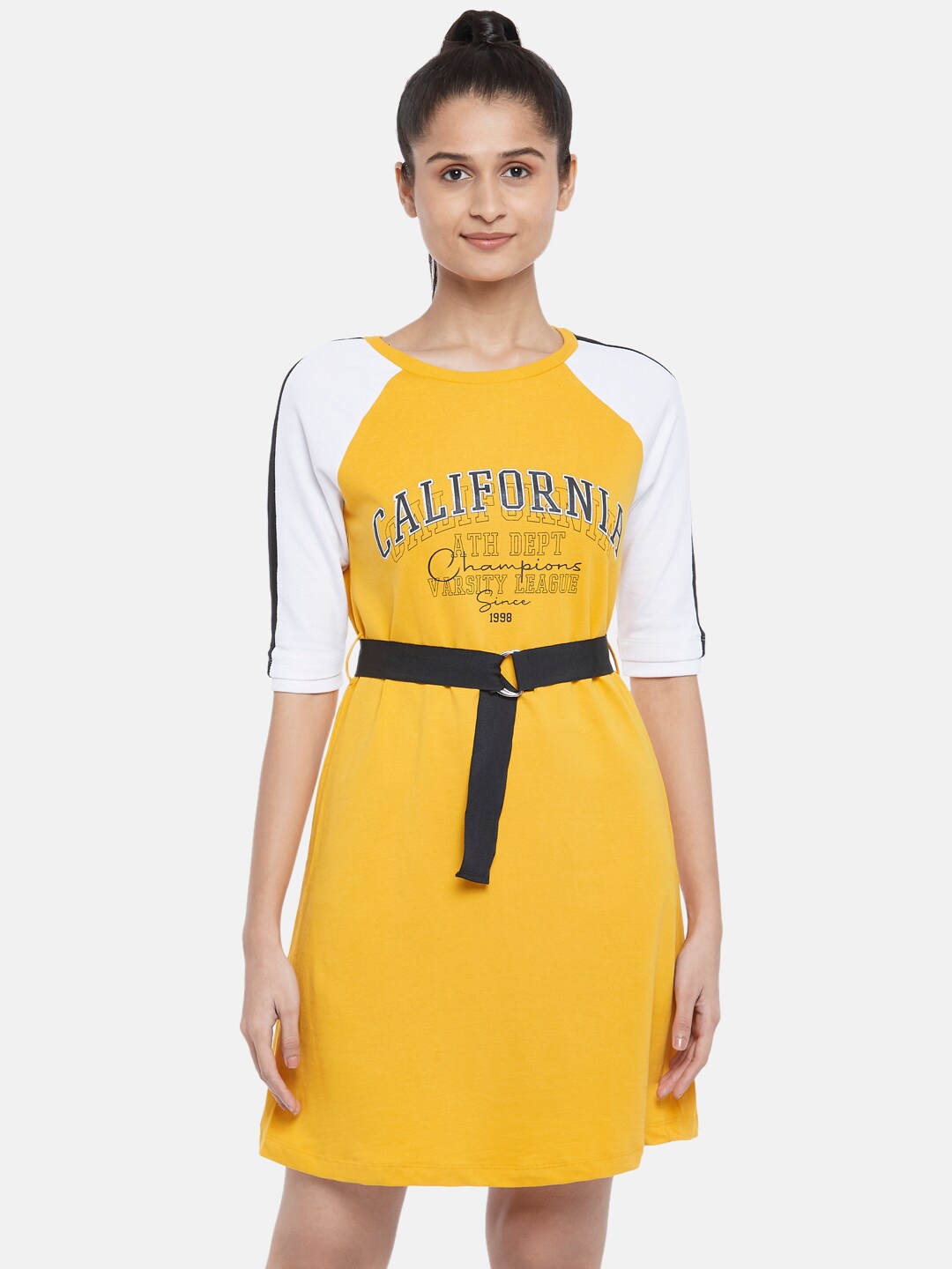 

Ajile by Pantaloons Woman Mustard Yellow T-shirt Dress