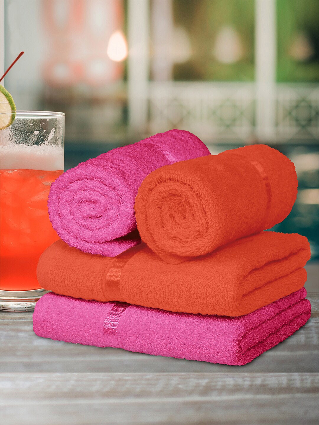 

Story@home Set Of 4 450GSM Pure Cotton Hand Towel, Pink