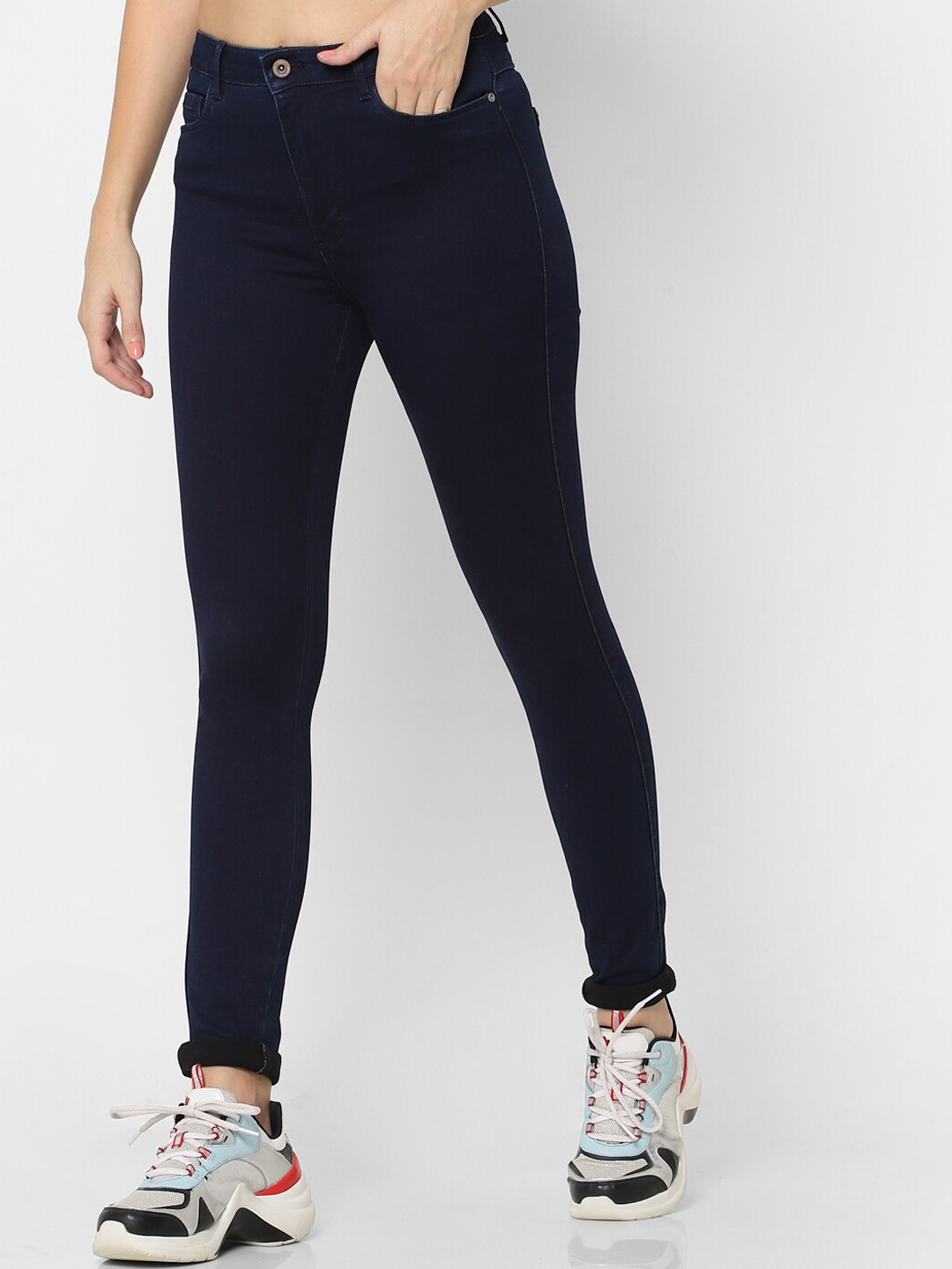 

ONLY Women Navy Blue Skinny Fit High-Rise Stretchable Jeans