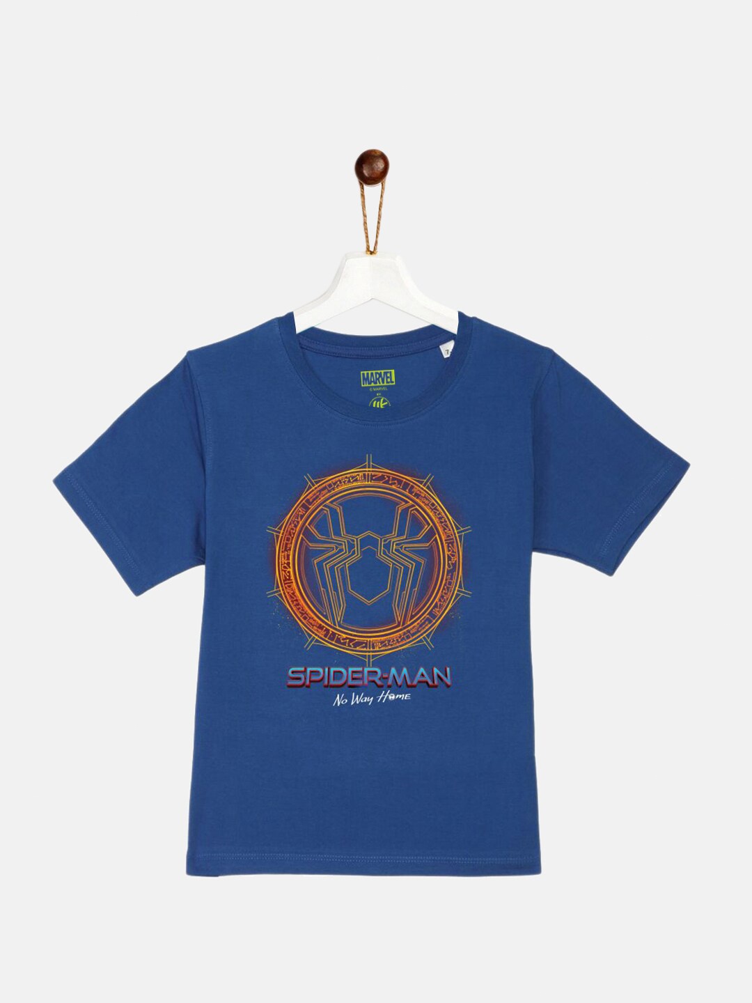 

YK Marvel Boys Blue Spider-Man Printed Pure Cotton T-shirt