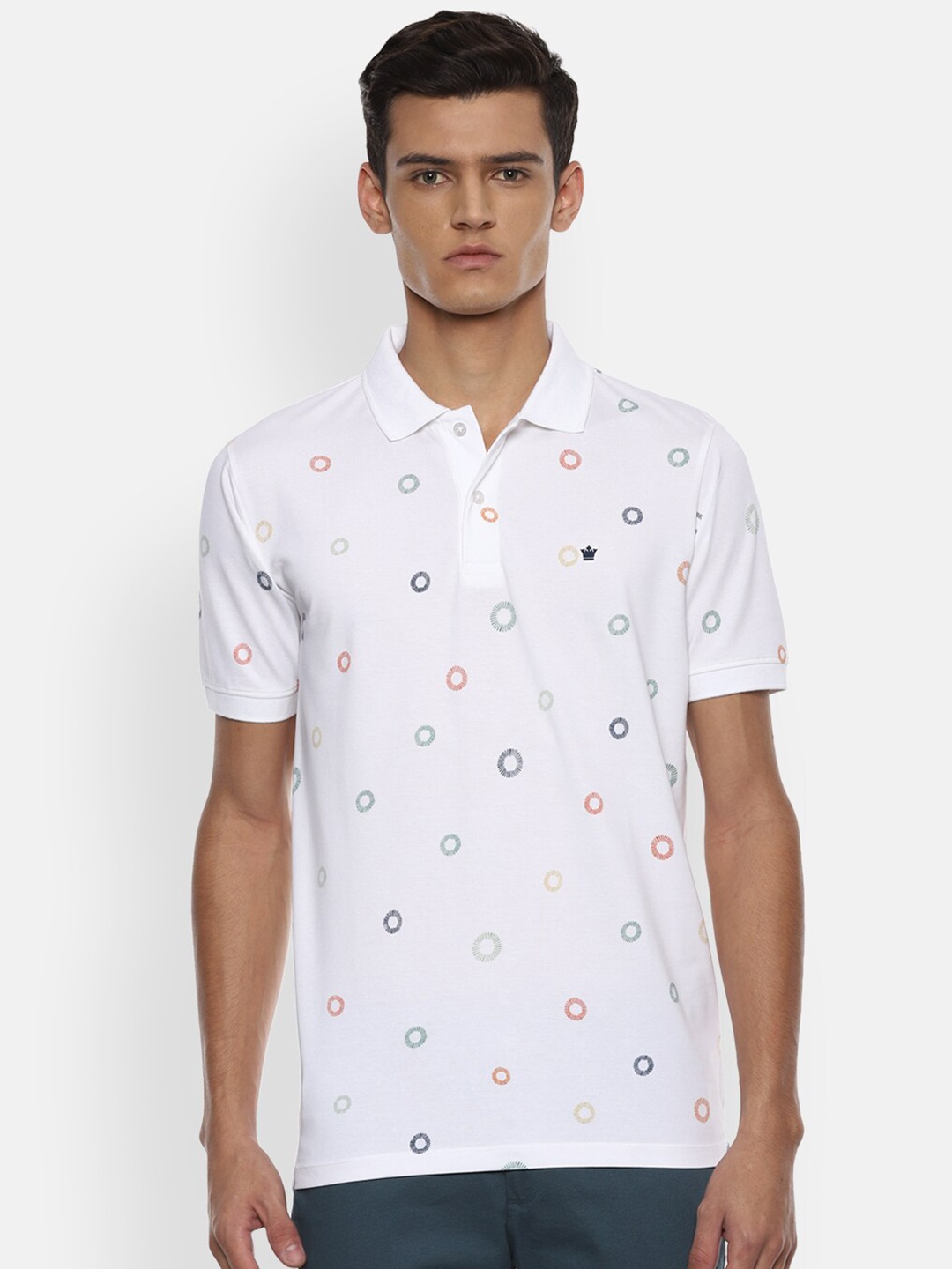 

Louis Philippe Sport Men White Printed Cotton Polo Collar T-shirt