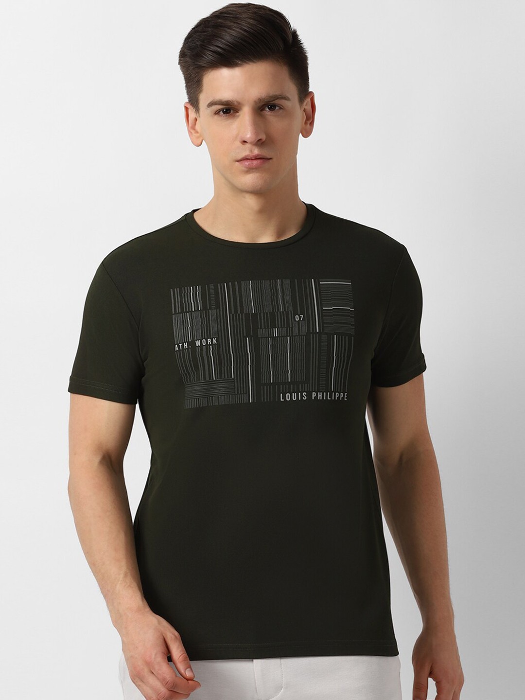 

Louis Philippe Sport Men Black Printed Raw Edge Slim Fit T-shirt